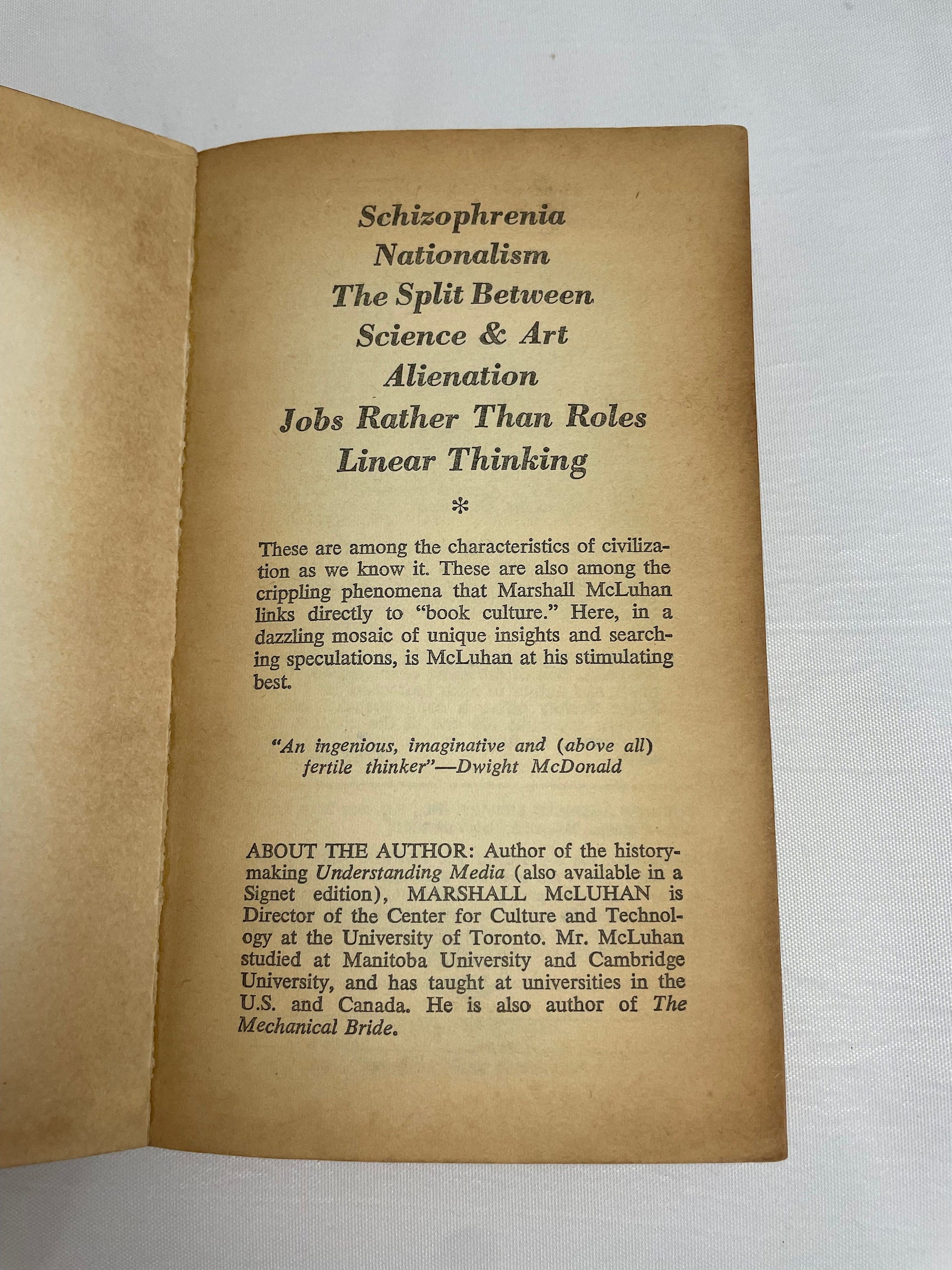 Marshall McLuhan The Gutenberg Galaxy, Vintage 1960's Novel, Social Science Book, The Making of a Typographic Man, Bibliographic