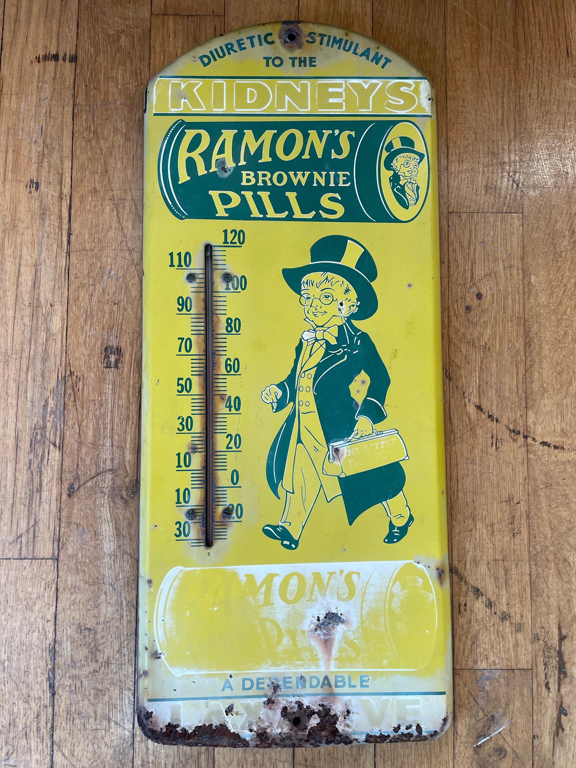 Antique Ramon's Brownie Pills Tin Sign