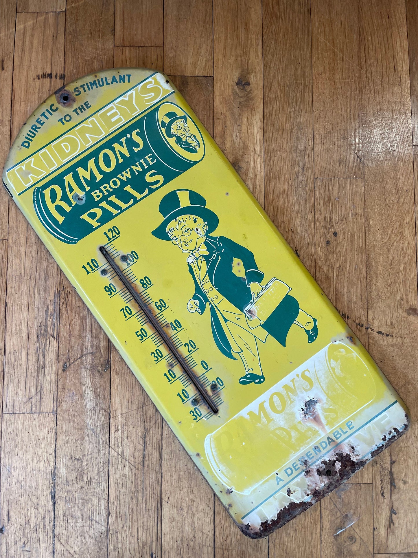 Antique Ramon's Brownie Pills Tin Sign