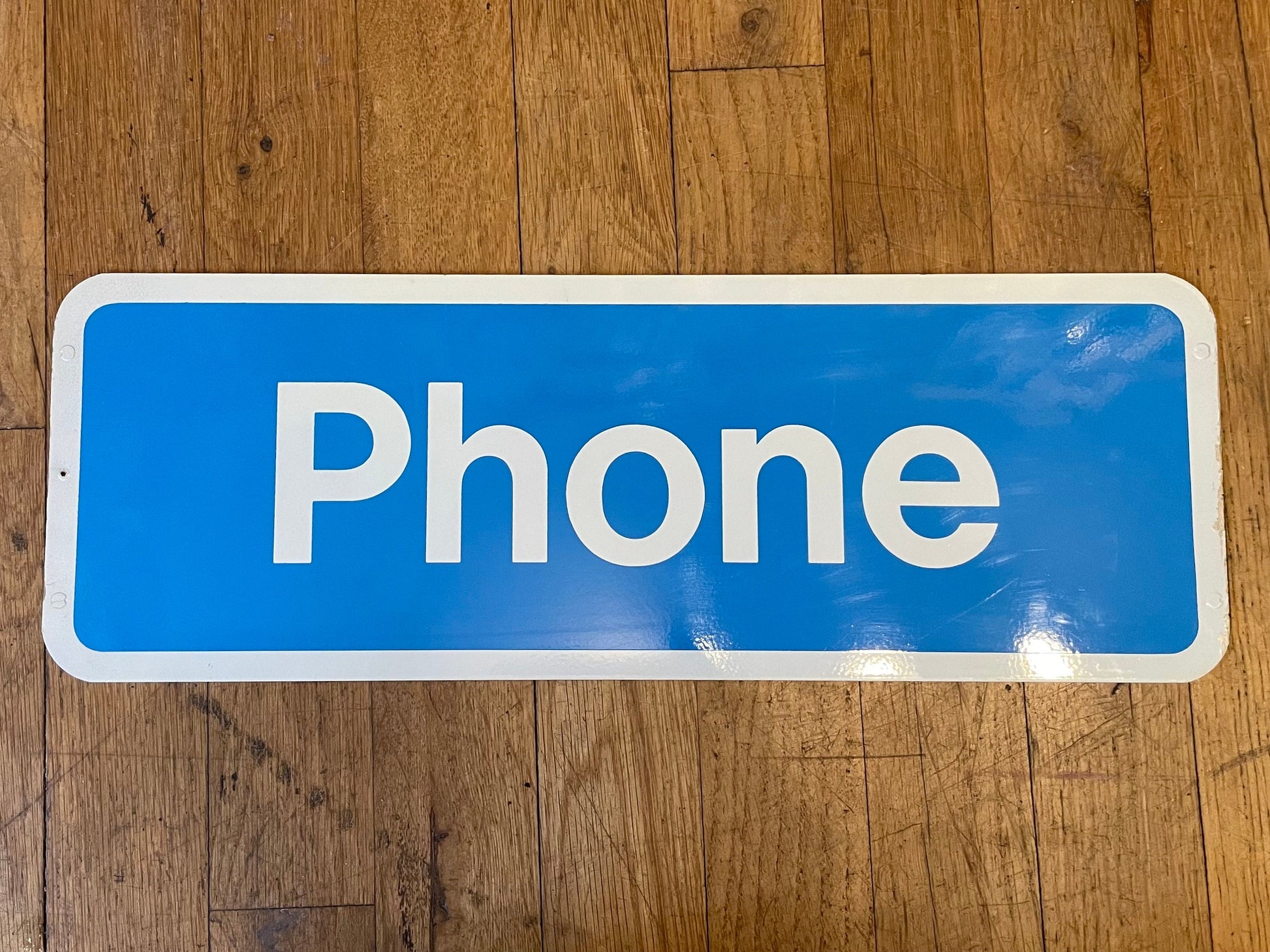 Vintage Telephone Payphone Sign, 1980's Sign, Blue Phone Sign, Collectible Public Sign