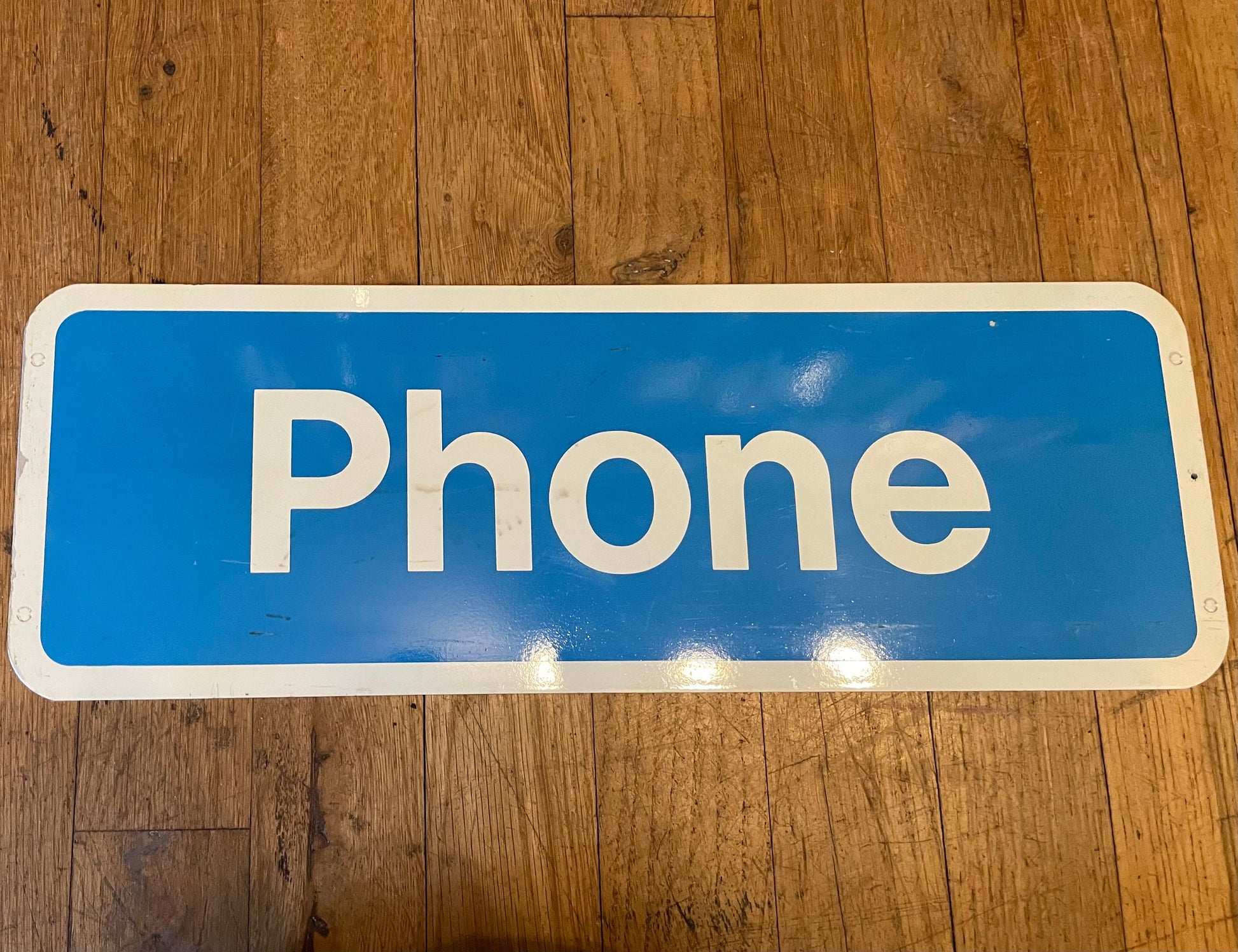 Vintage Telephone Payphone Sign, 1980's Sign, Blue Phone Sign, Collectible Public Sign
