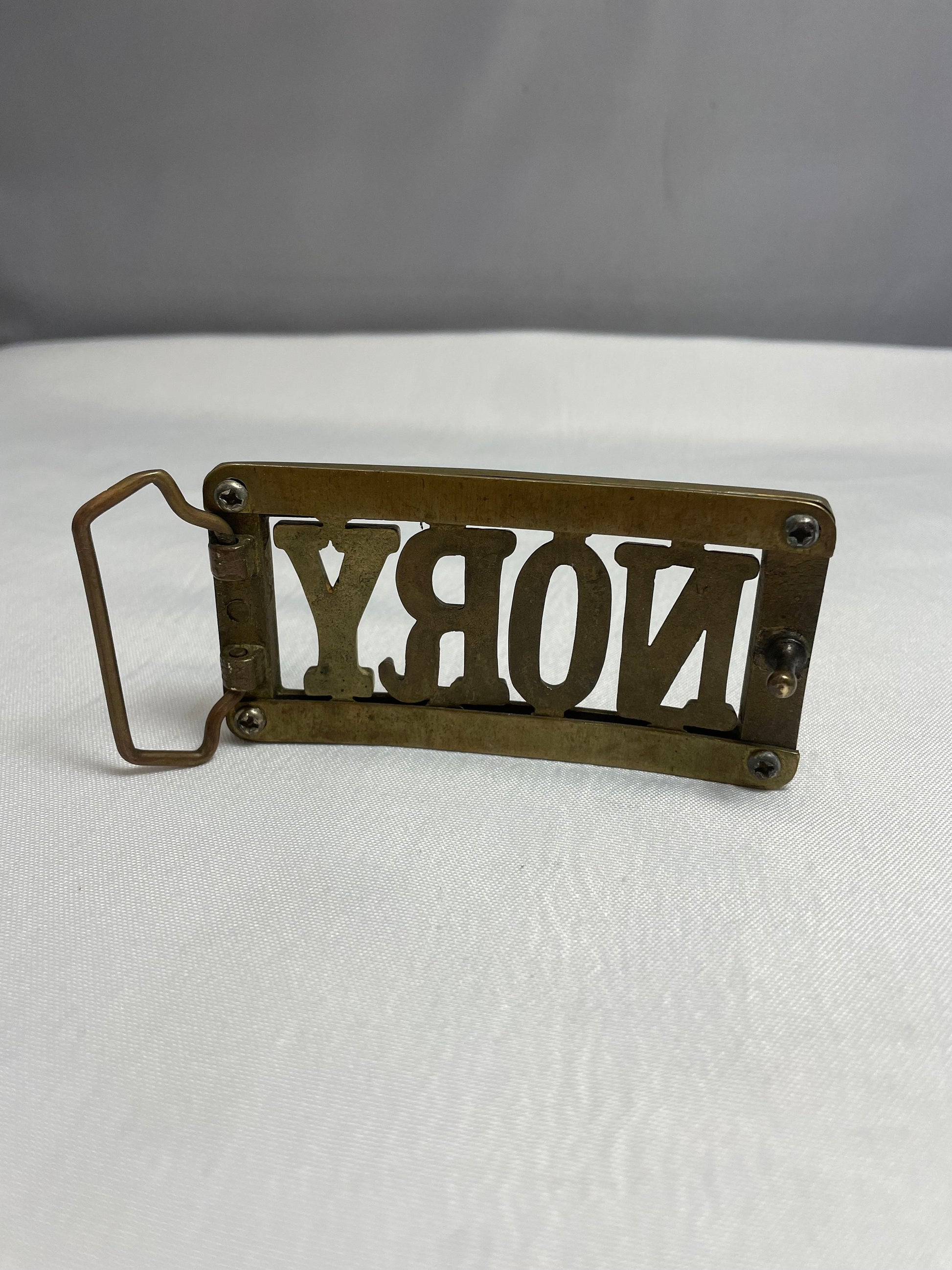 Vintage 1990's Personalized Name 'Nory' Belt Buckle, Vintage Accessories, Brass Belt Buckle, Custom Name Belt Buckle