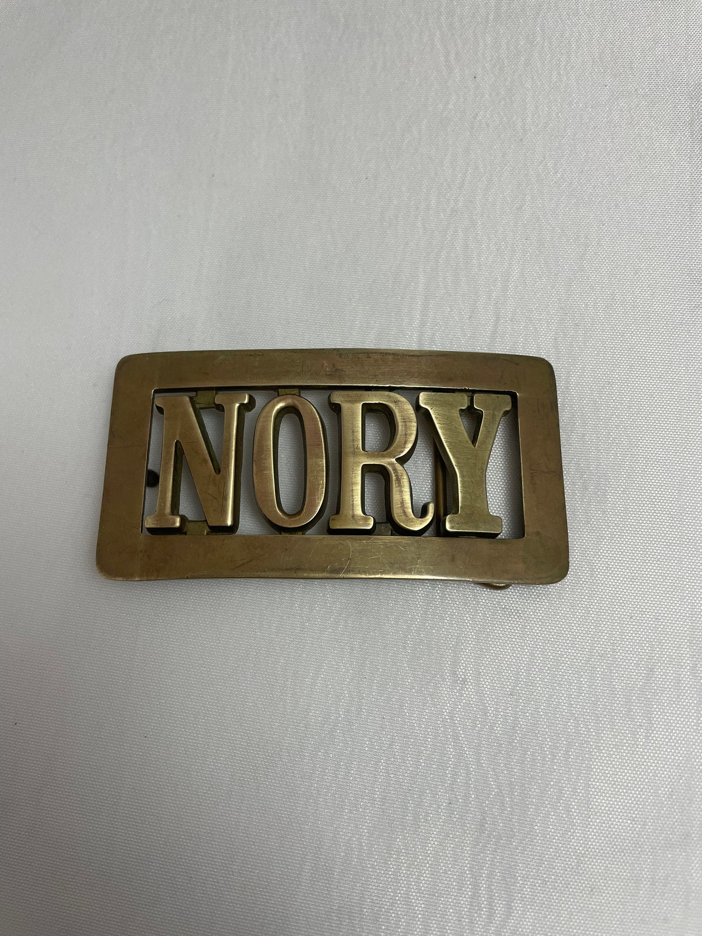 Vintage 1990's Personalized Name 'Nory' Belt Buckle, Vintage Accessories, Brass Belt Buckle, Custom Name Belt Buckle