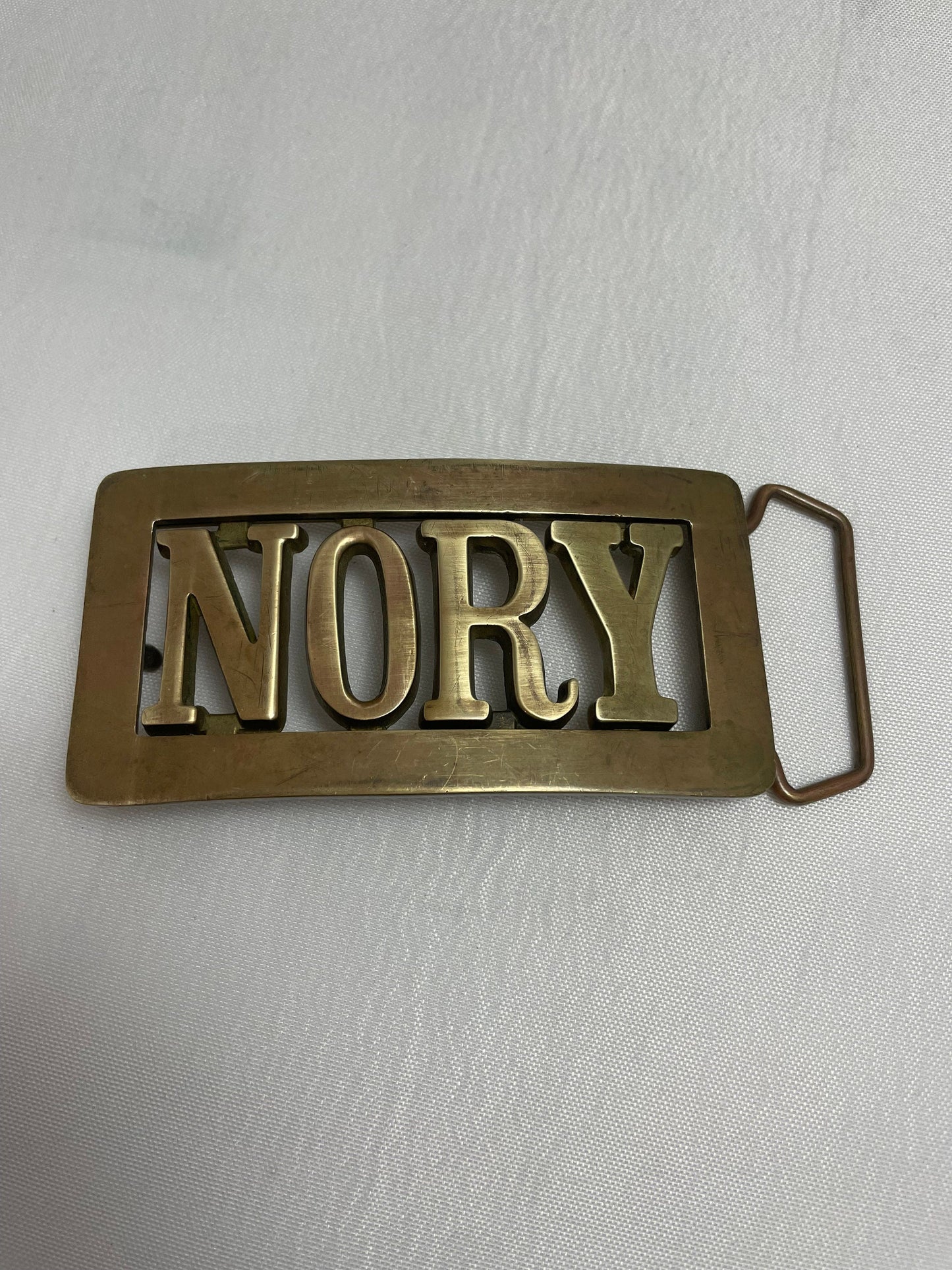 Vintage 1990's Personalized Name 'Nory' Belt Buckle, Vintage Accessories, Brass Belt Buckle, Custom Name Belt Buckle