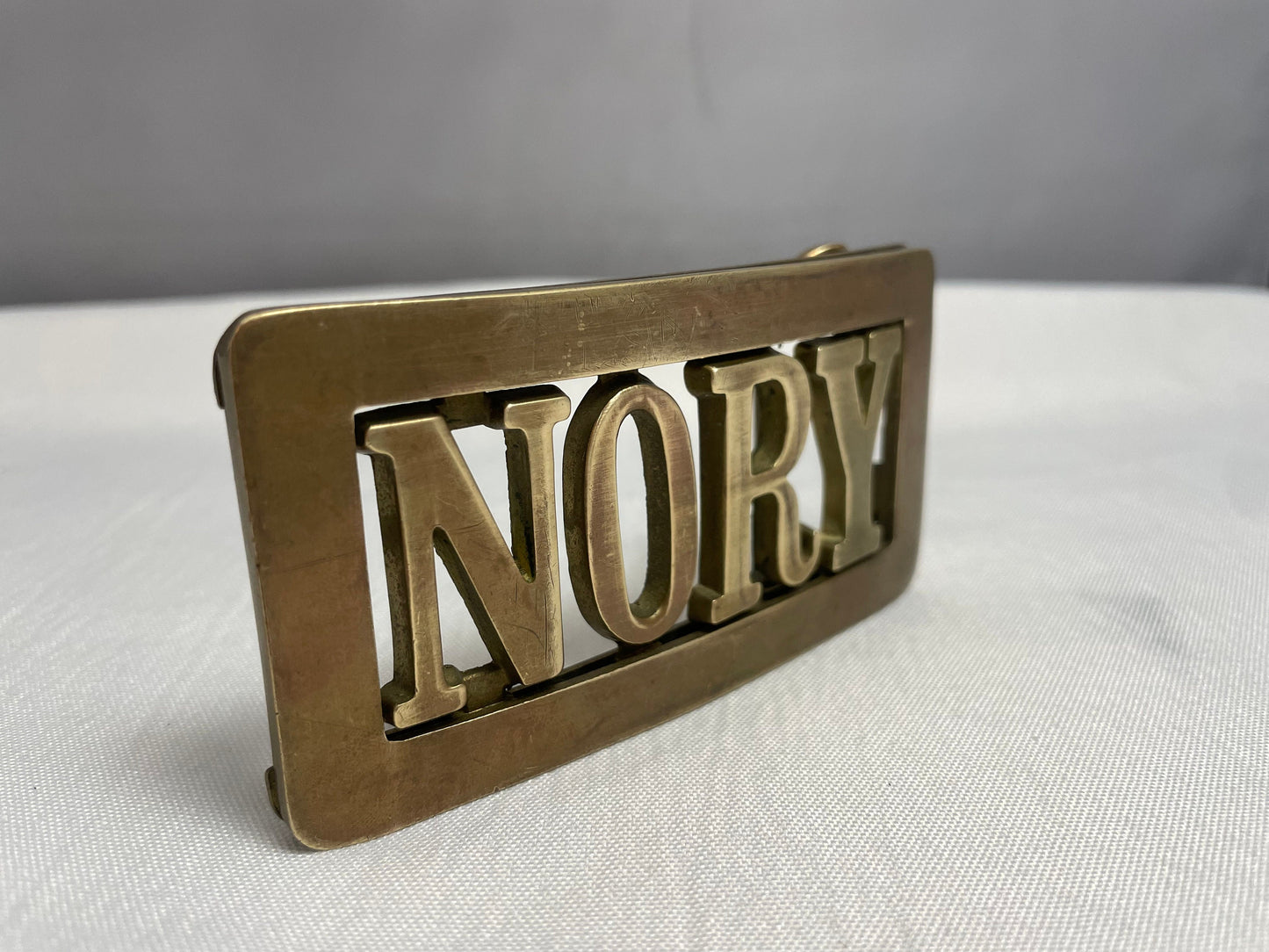 Vintage 1990's Personalized Name 'Nory' Belt Buckle, Vintage Accessories, Brass Belt Buckle, Custom Name Belt Buckle