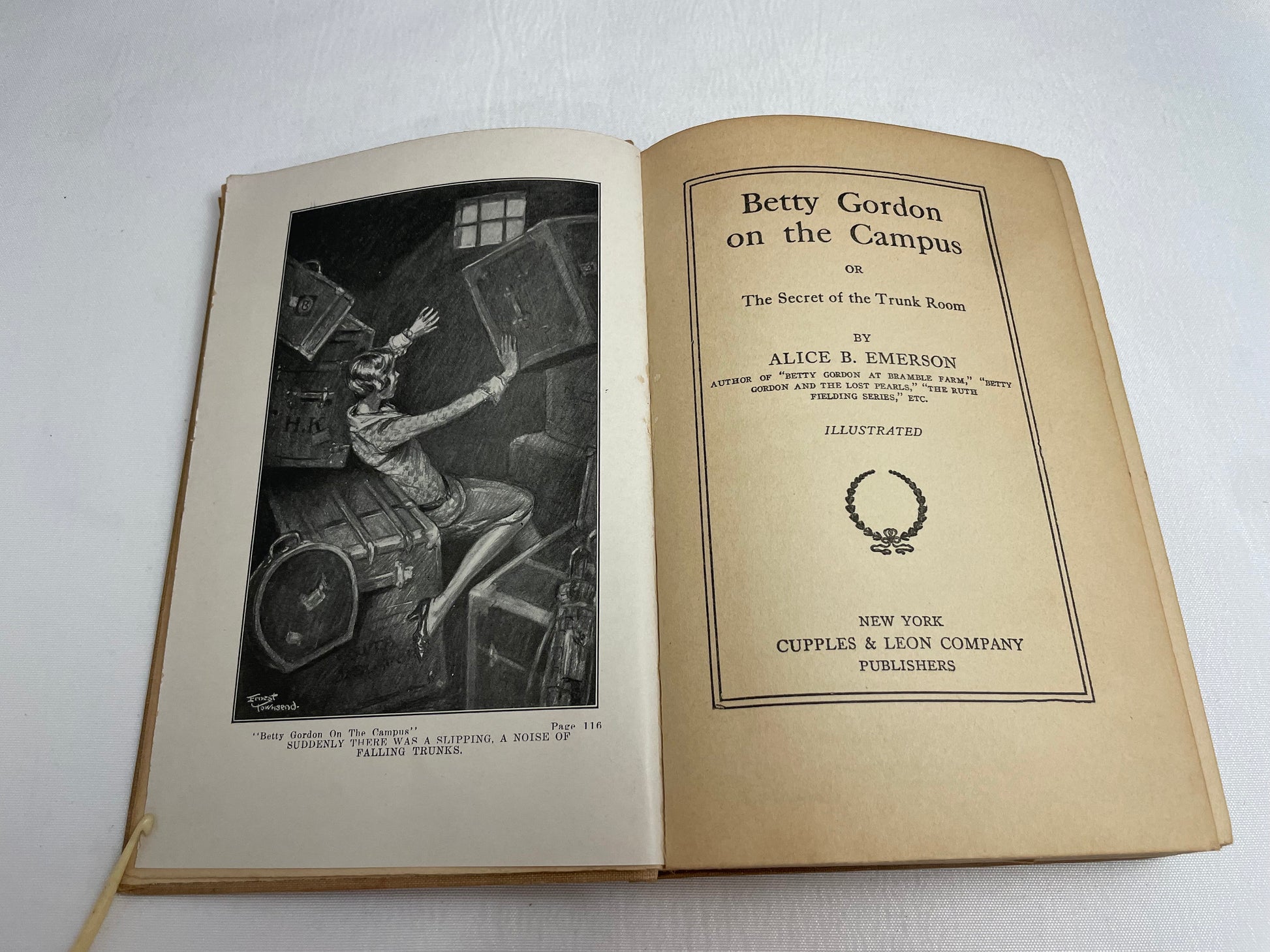 Betty Gordon on the Campus or The Secret of the Trunk Room By Alice B. Emerson, Illustrated Book, 1920's Books, Collectible Series