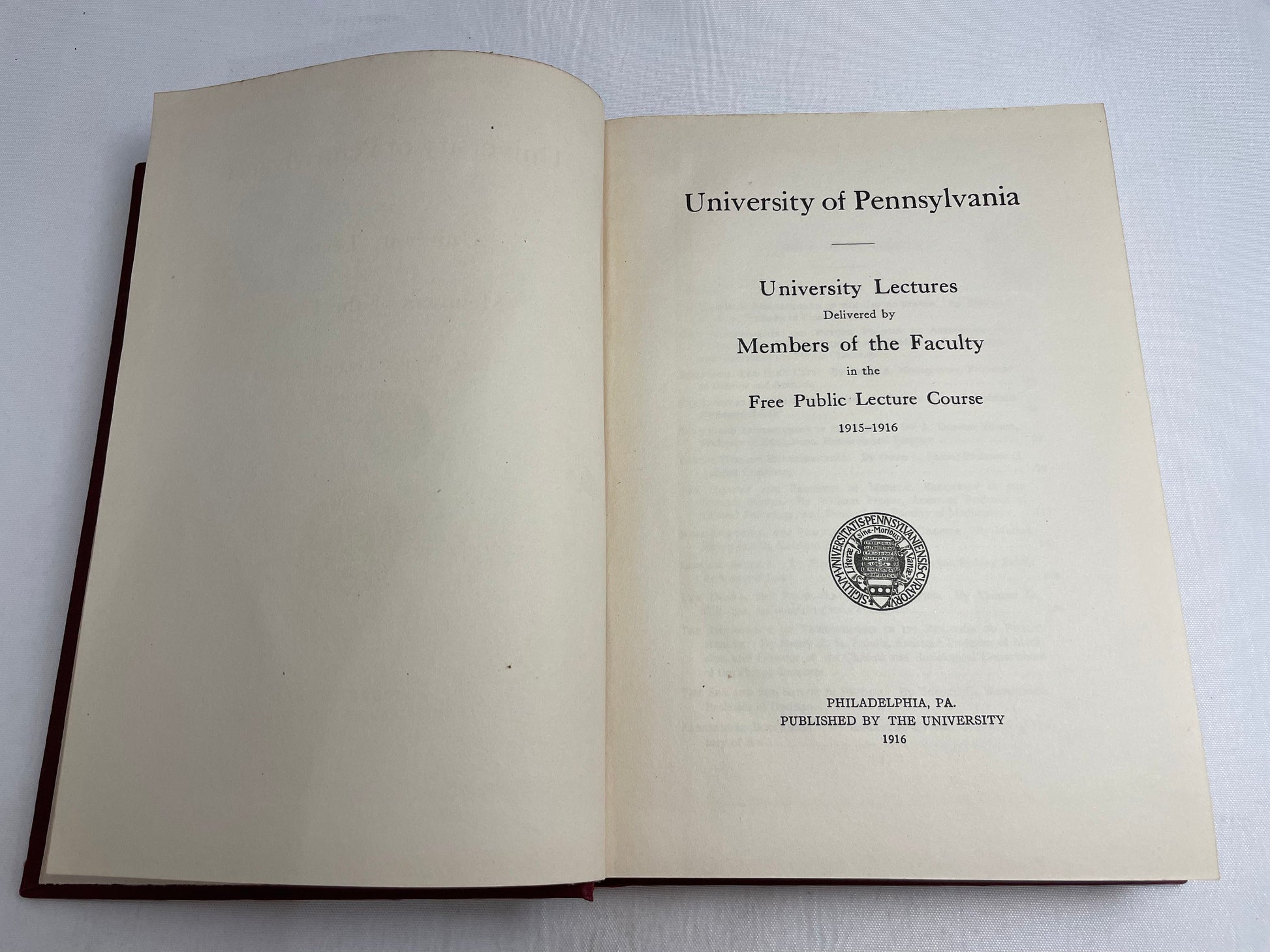 University of Pennsylvania, University Lectures, Free Public Lecture Course, 1915-1916