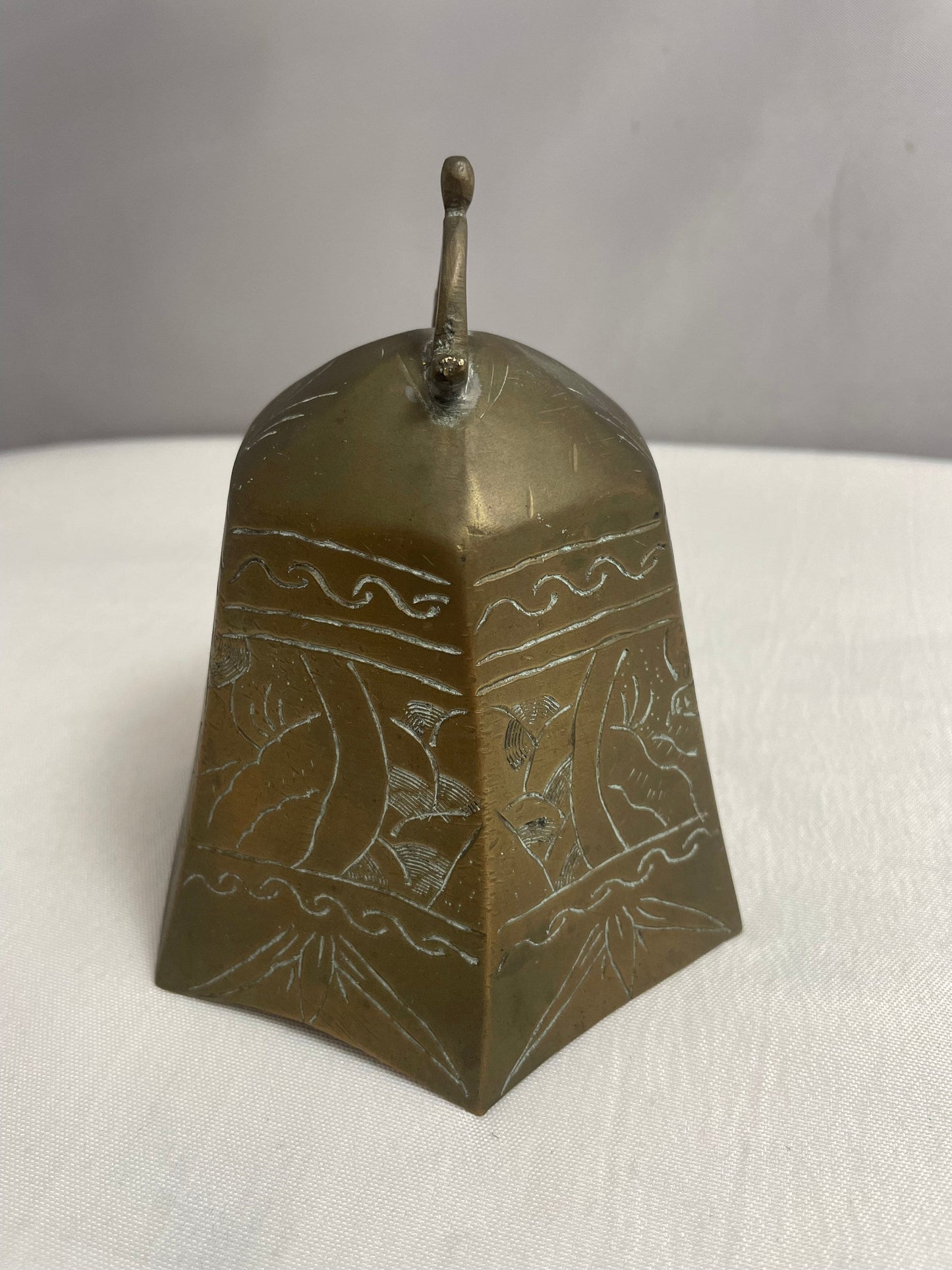 Antique Brass Chinese Temple Bell, Etched in Designs, Etched in Designs, Meditation Prayer Bell, Buddhist Temple, Rare Collectible