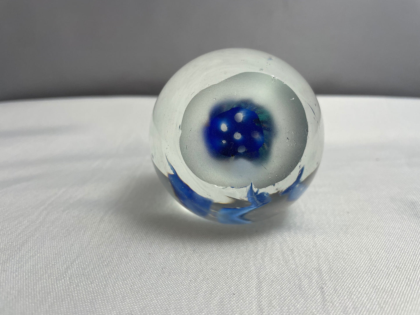 Vintage Glass Dolphin Ball Paperweight, Hand Blown Glass