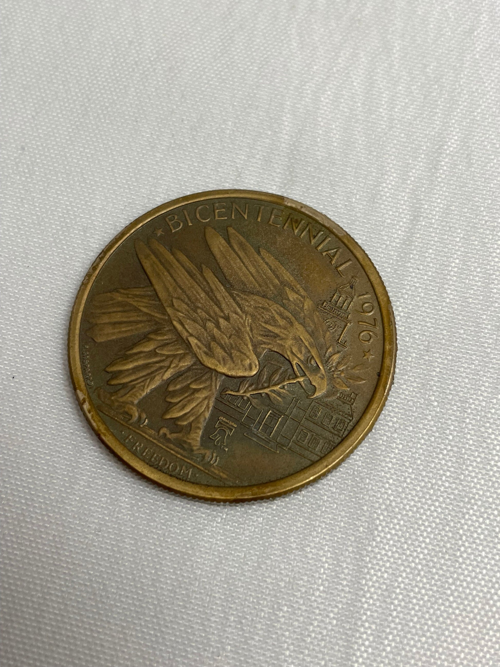 Benjamin Franklin Portrait on Bronze Medal, Vintage 1976, Philadelphia Bicentennial, Liberty Bell, Bald Eagle, July 4 1776