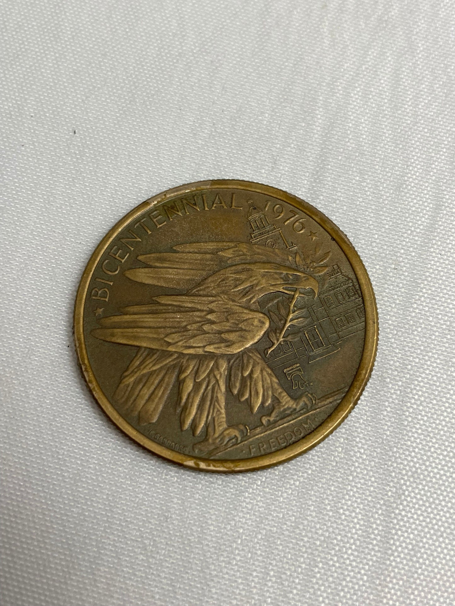 Benjamin Franklin Portrait on Bronze Medal, Vintage 1976, Philadelphia Bicentennial, Liberty Bell, Bald Eagle, July 4 1776