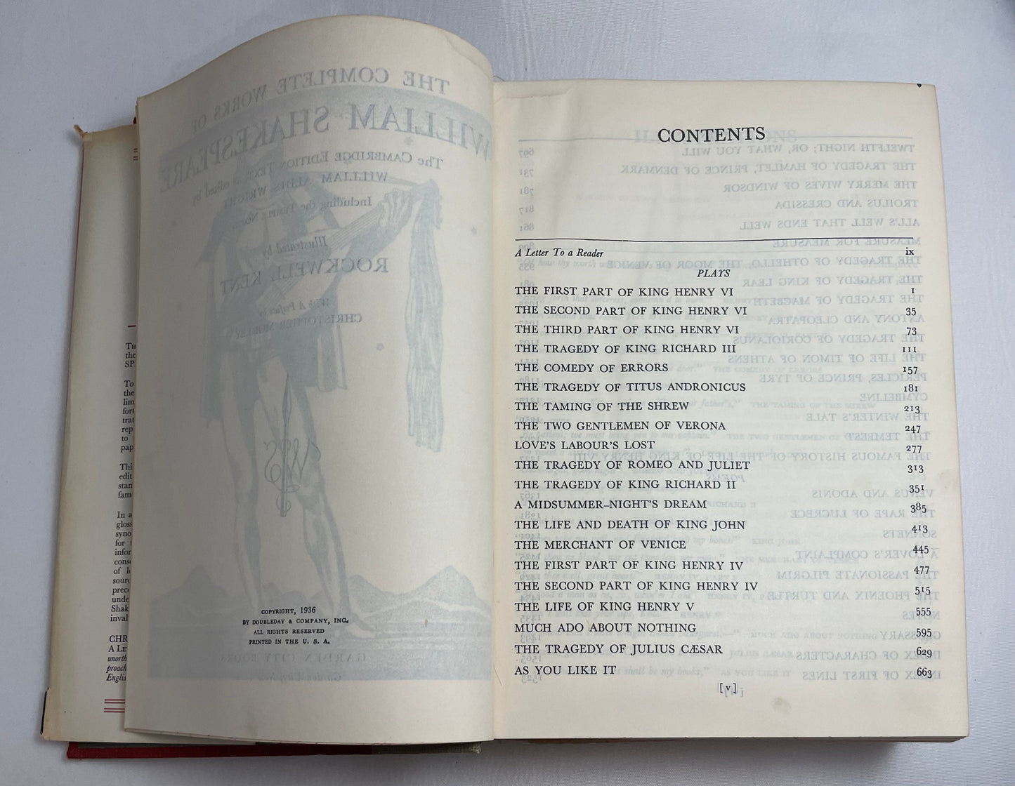 The Complete Works of Shakespeare Illustrated By Rockwell Kent With a Preface by Christopher Morley, Vintage Book, Shakespeare Plays, Poetry