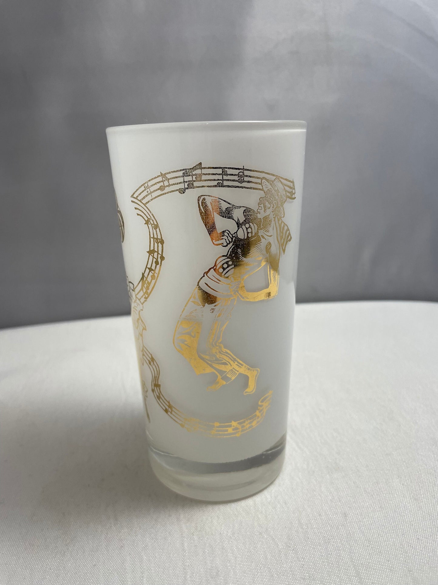 Vintage 1980's Gold & White Mid Century Highball Glasses, Set of 4 (4 sold in store), Kitchen Accessories, Home Decor, Glass Set, Barware