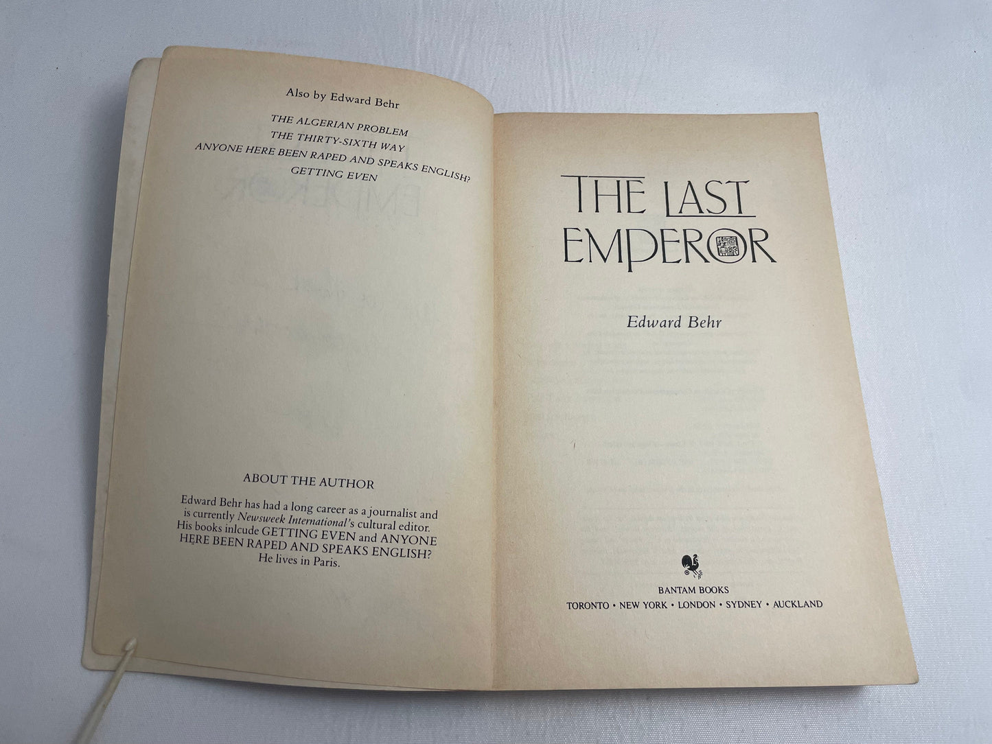 The Last Emperor by Edward Behr, 1987 First Edition, Vintage, Biography, History Book