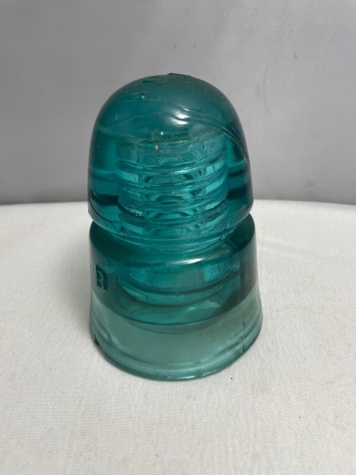 Antique 1800's Brookefield Glass Electrical Insulator, Aqua Blue Glass, Antique Collectibles