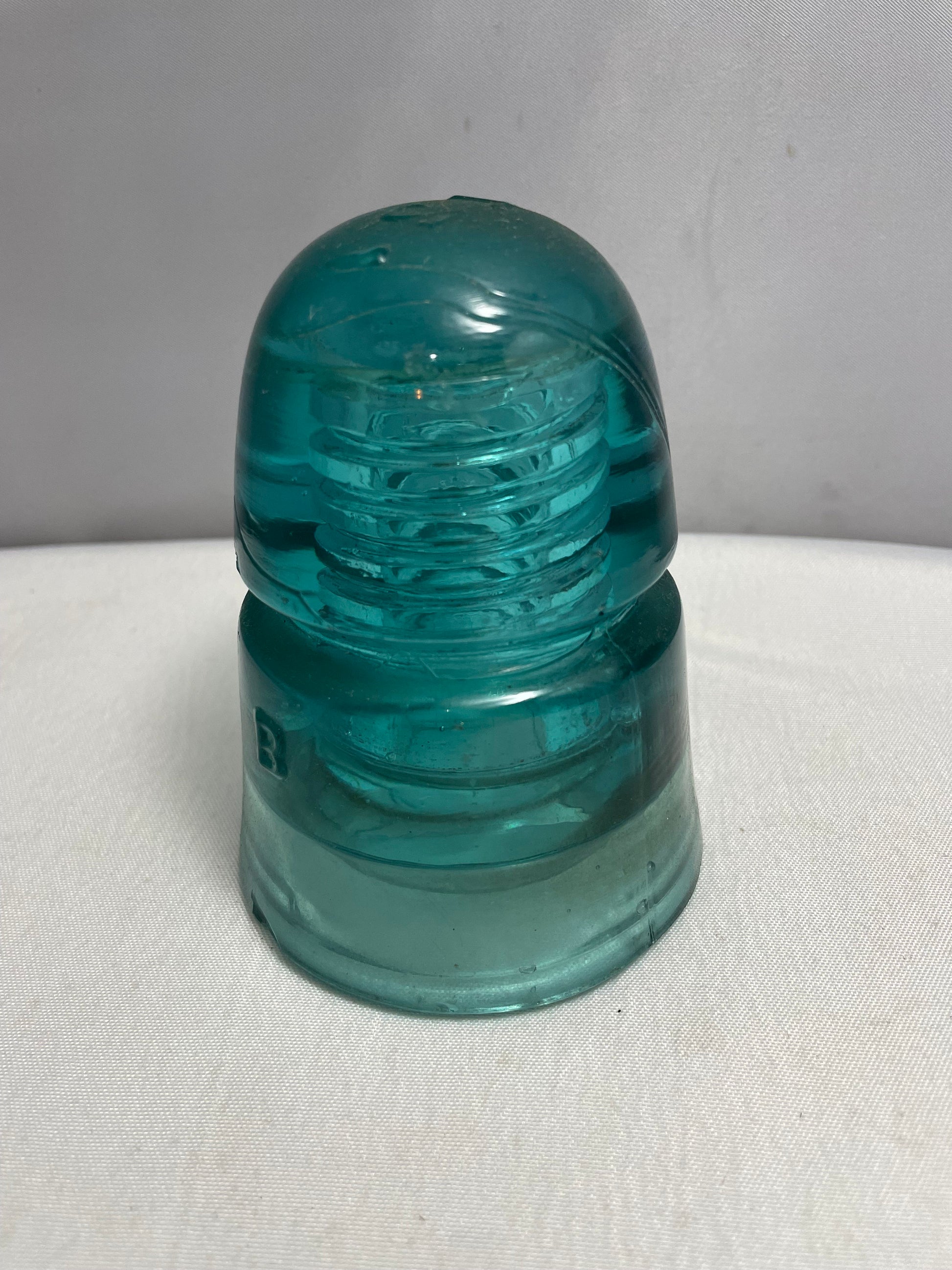 Antique 1800's Brookefield Glass Electrical Insulator, Aqua Blue Glass, Antique Collectibles