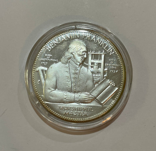 Benjamin Franklin International Fraternal Commemorative Society Sterling Silver Medal, Commemorative Medal, Vintage, Collectible