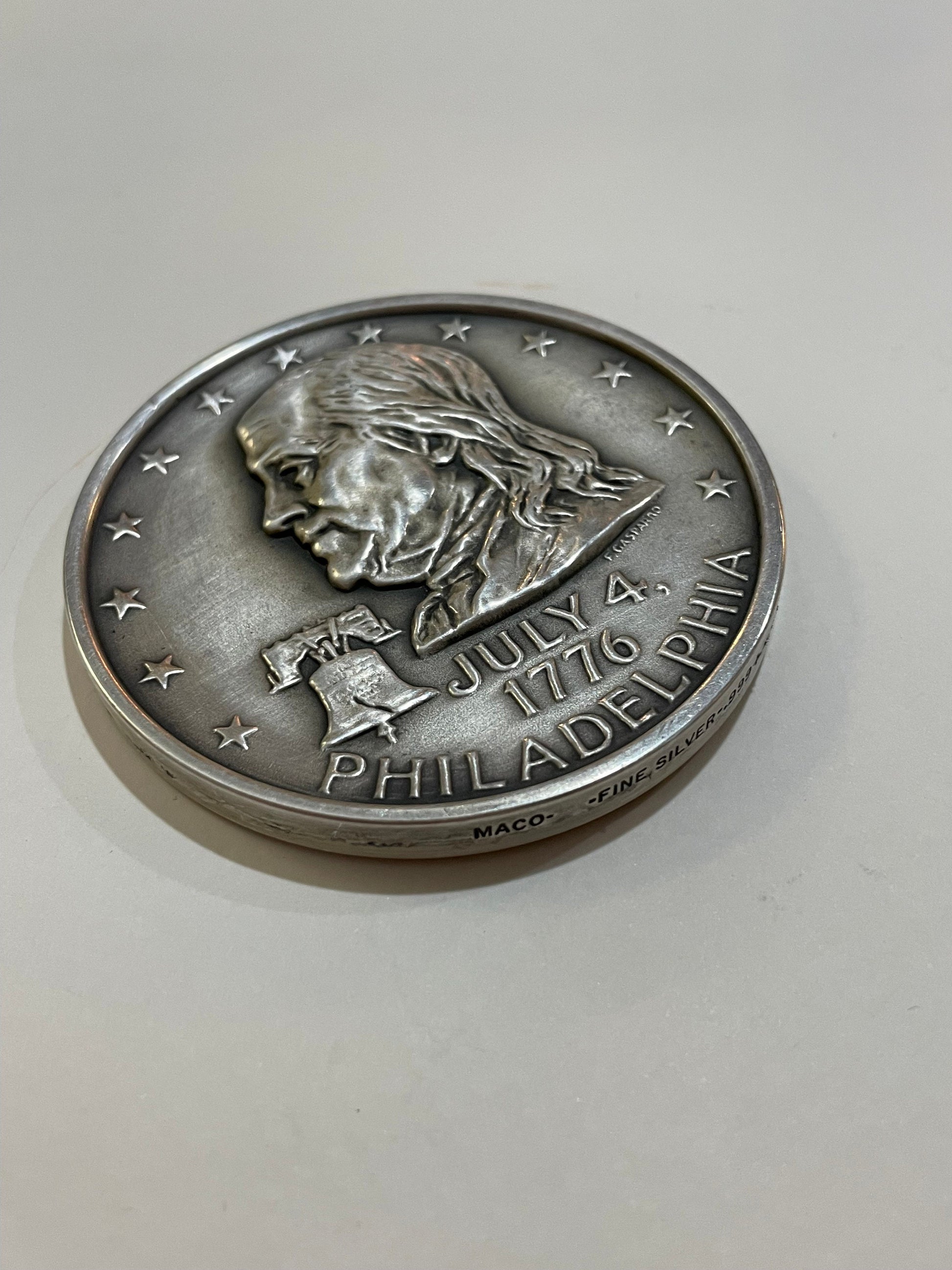 1976 Benjamin Franklin Philadelphia Bicentennial Silver Medal, Commemorative Medal, Vintage, Collectible