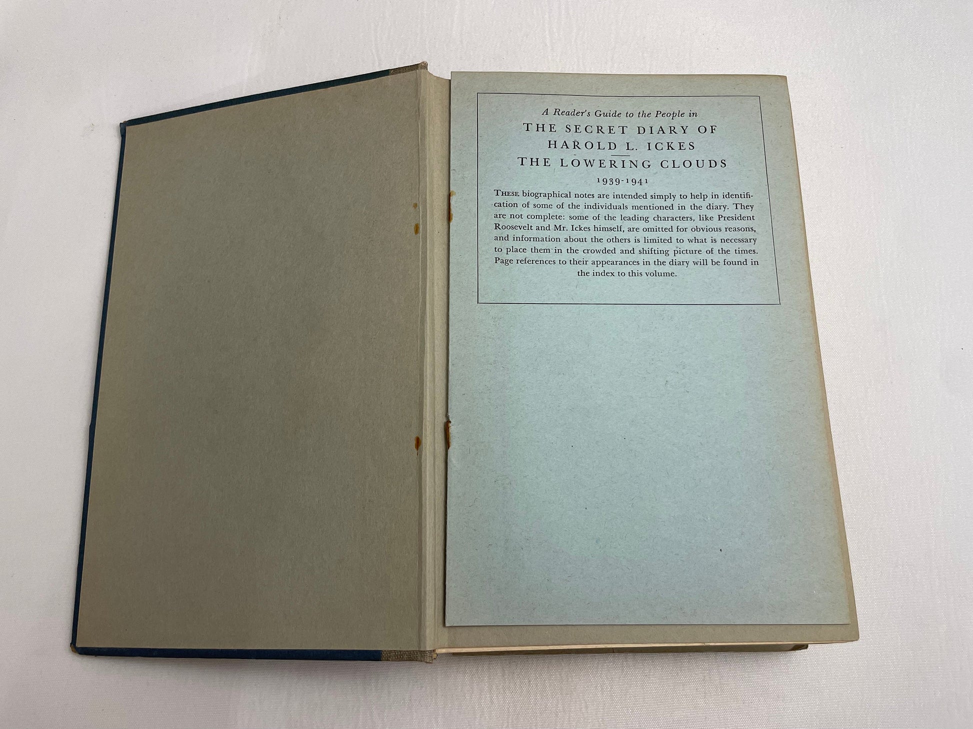 The Secret Diary of Harold L. Ickes, Volume III, The Lowering Clouds, 1939-1941, Simon and Schuster