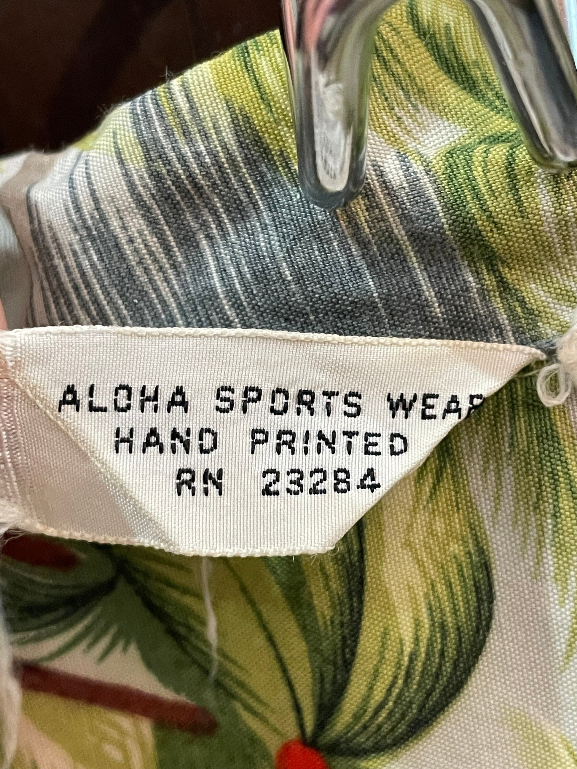 Vintage Hawaiian Shirt Aloha Sports Wear Hand Printed, Hawaiians, Palm Trees, Colorful Designs