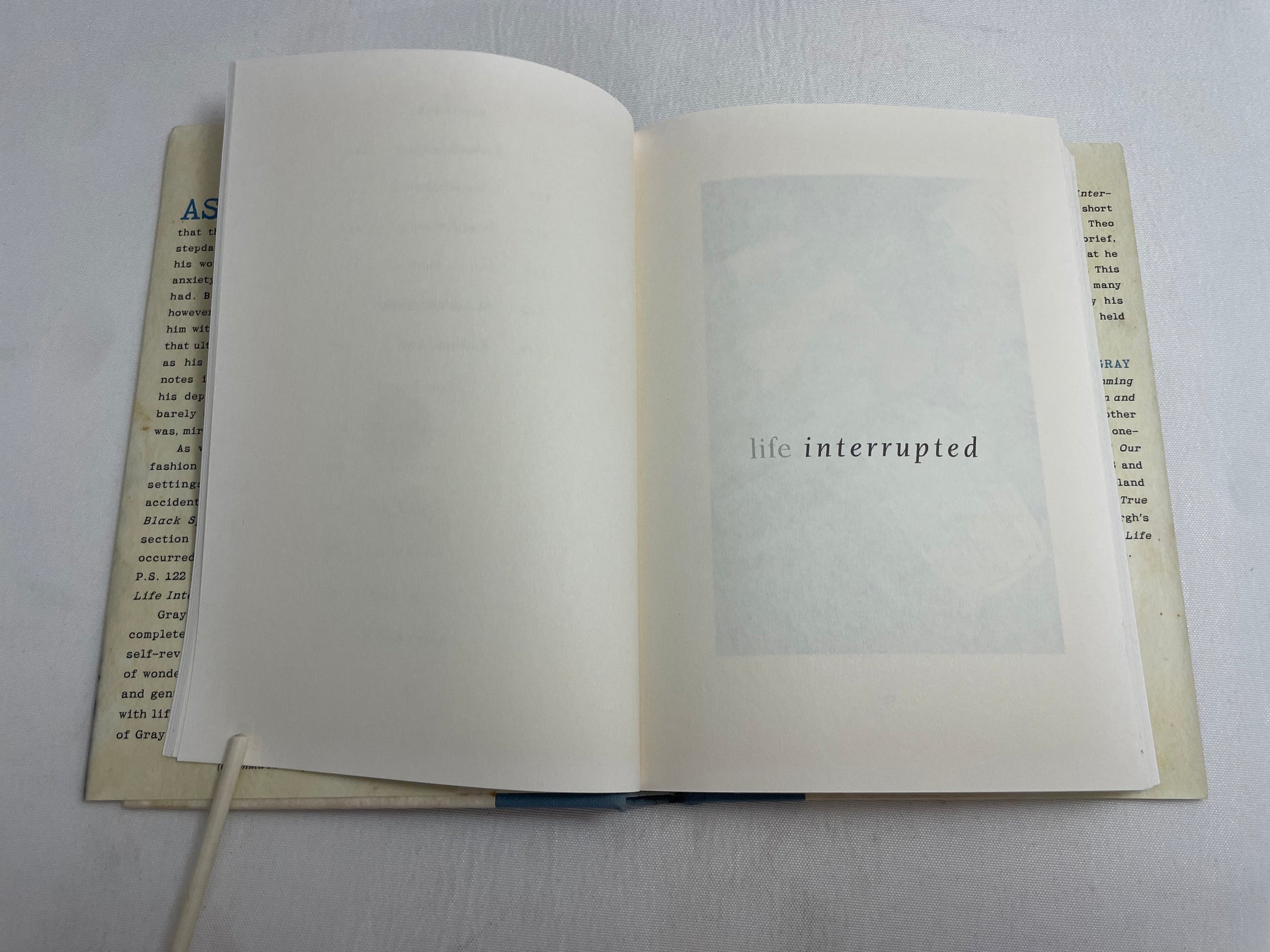 SIGNED COPY Life Interrupted The Unfinished Monologue Spalding Gray Foreword by Francine Prose, Biography, Autobiographical Monologues