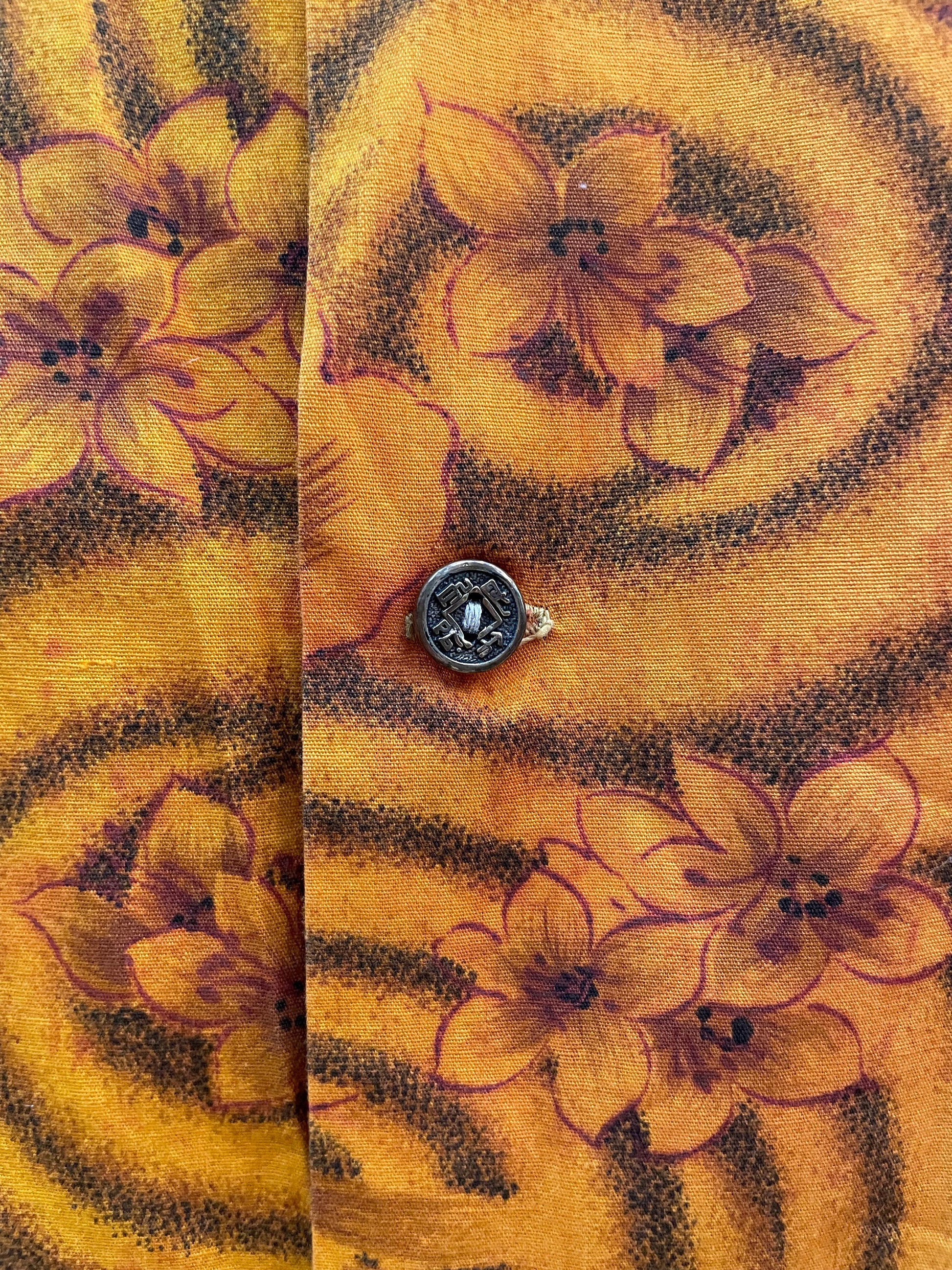 Vintage Orange and Brown Floral Hawaiian Shirt Made in Hawaii, Hawaiian Shirt, Button Down Shirt, Vintage Clothing