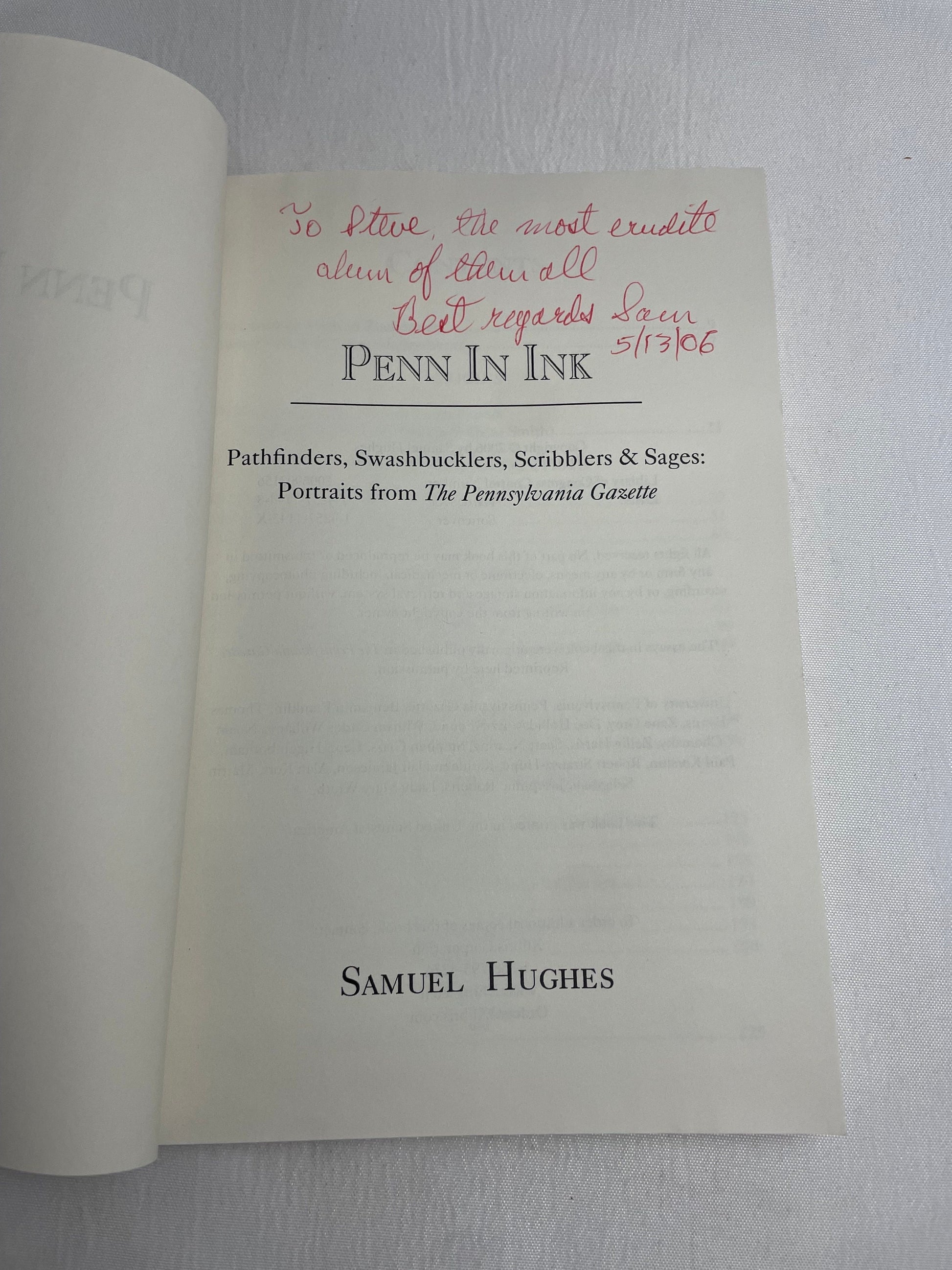 Penn In Ink: Portraits from The Pennsylvania Gazette by Samuel Hughes, Signed First Edition, Biography, University of Pennsylvania
