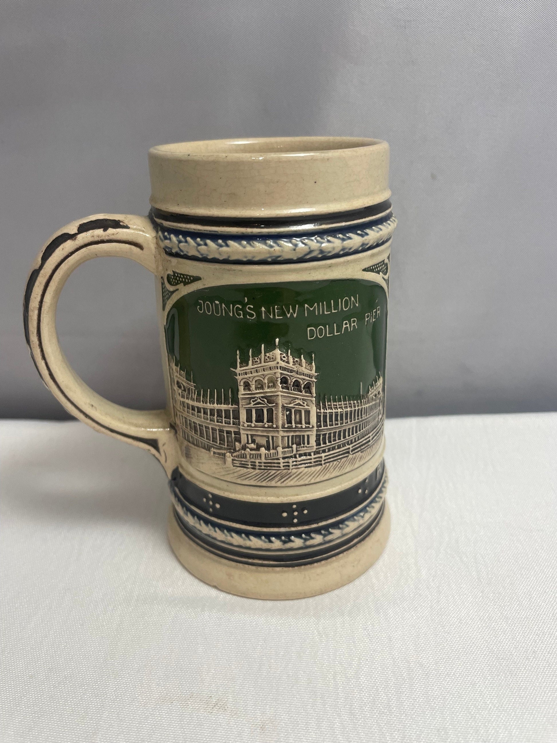 Vintage German Beer Stein Mug, Rare Collectible, Relief Designs, Barware