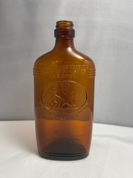 Vintage 1960's Brown Glass Bottle, Heublein Since 1875, Federal Law Forbids Sale or Re-Use of This Bottle, Decanter, Collectible Glass