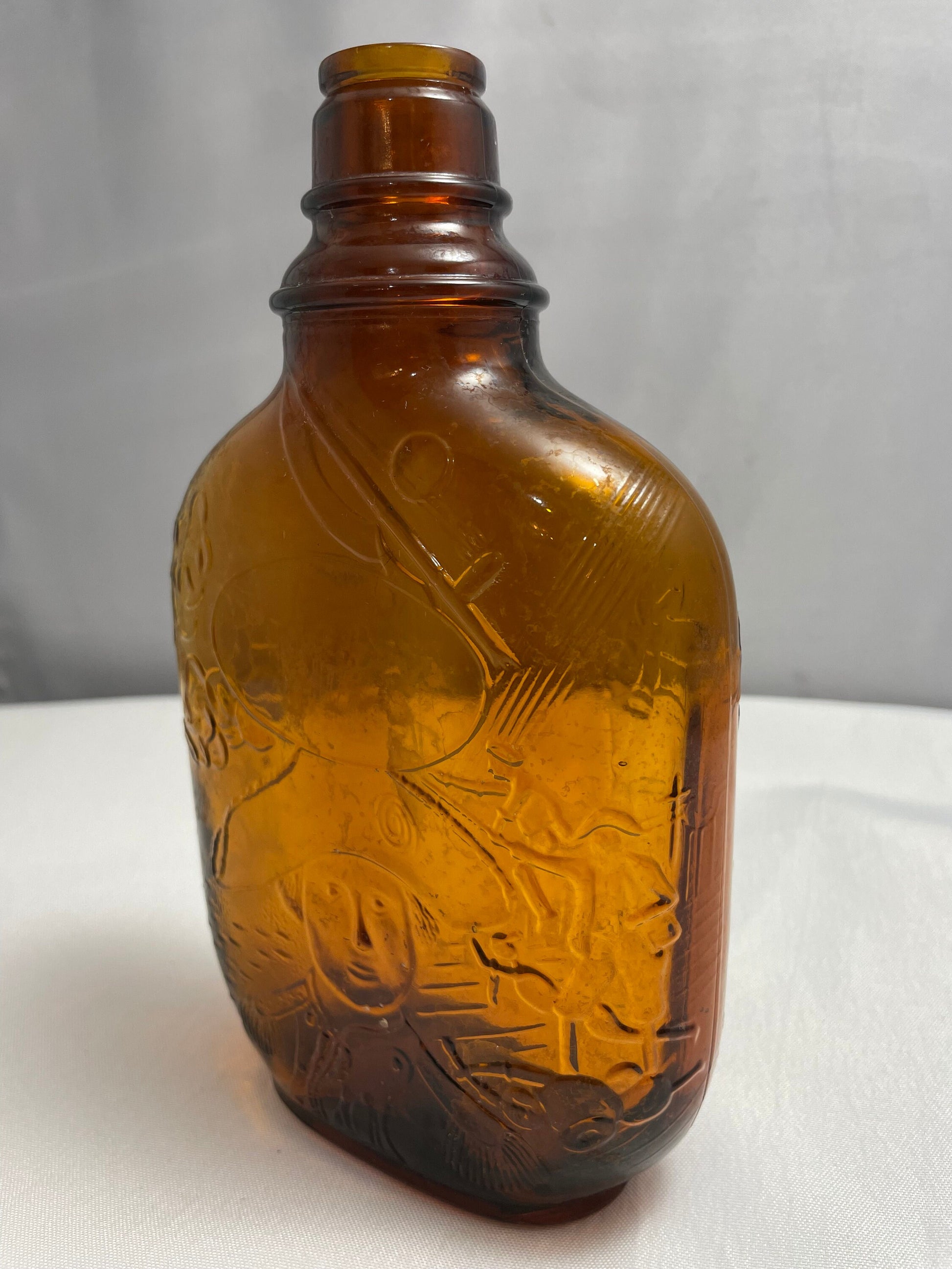 Vintage Brown Glass Bottle, Decanter, Collectible Glass