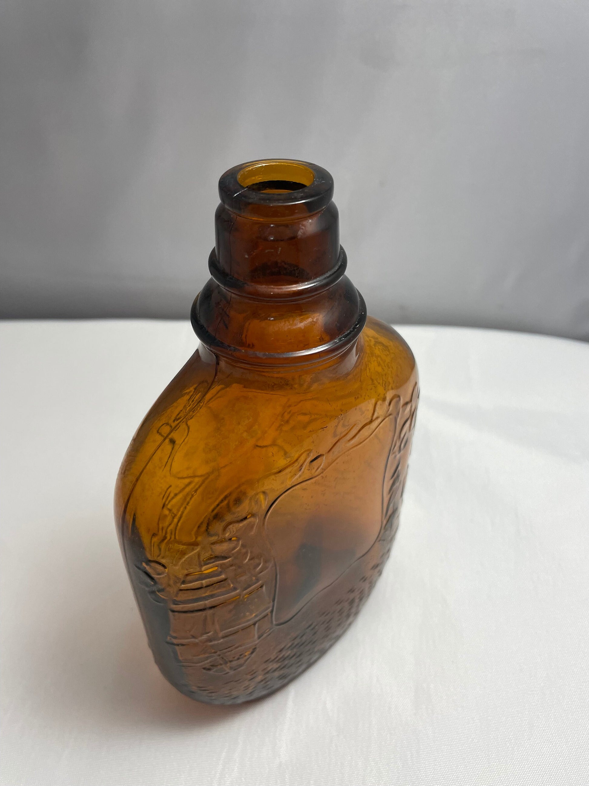 Vintage Brown Glass Bottle, Decanter, Collectible Glass