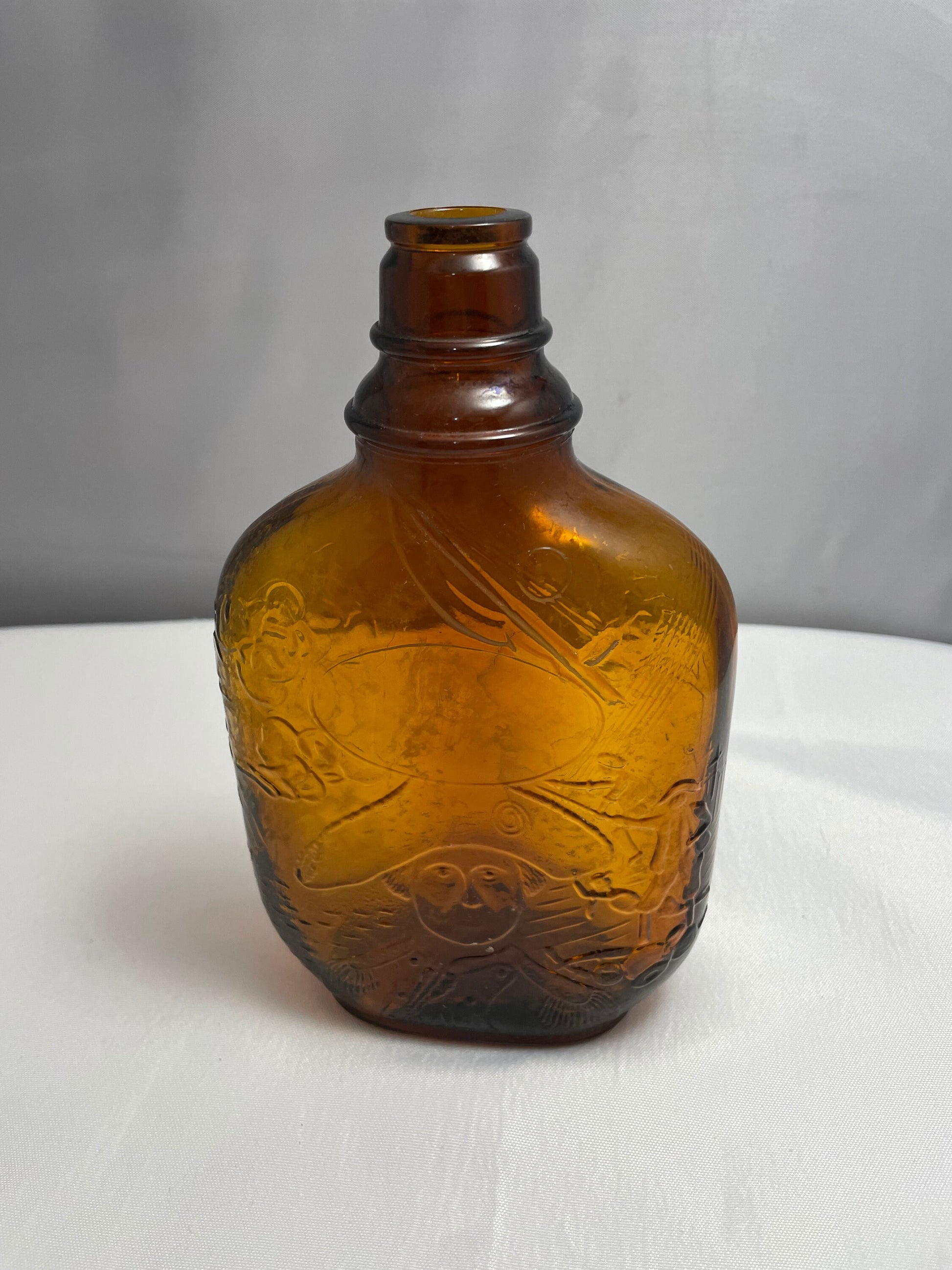 Vintage Brown Glass Bottle, Decanter, Collectible Glass