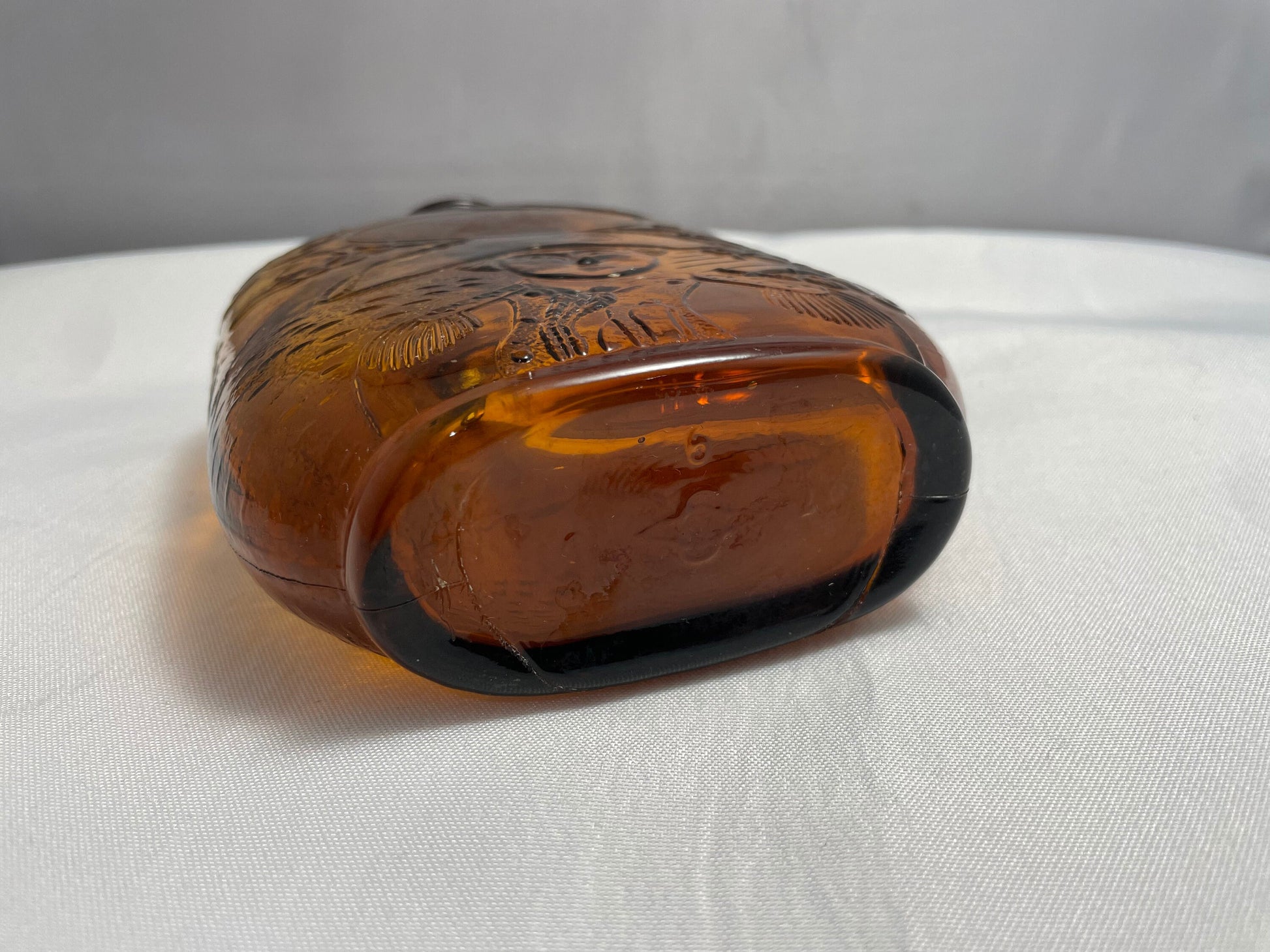 Vintage Brown Glass Bottle, Decanter, Collectible Glass