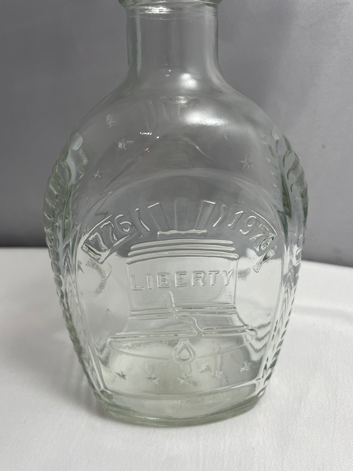 Vintage 1776-1976 Liberty Bell Log Cabin Syrup, Collectible Glass