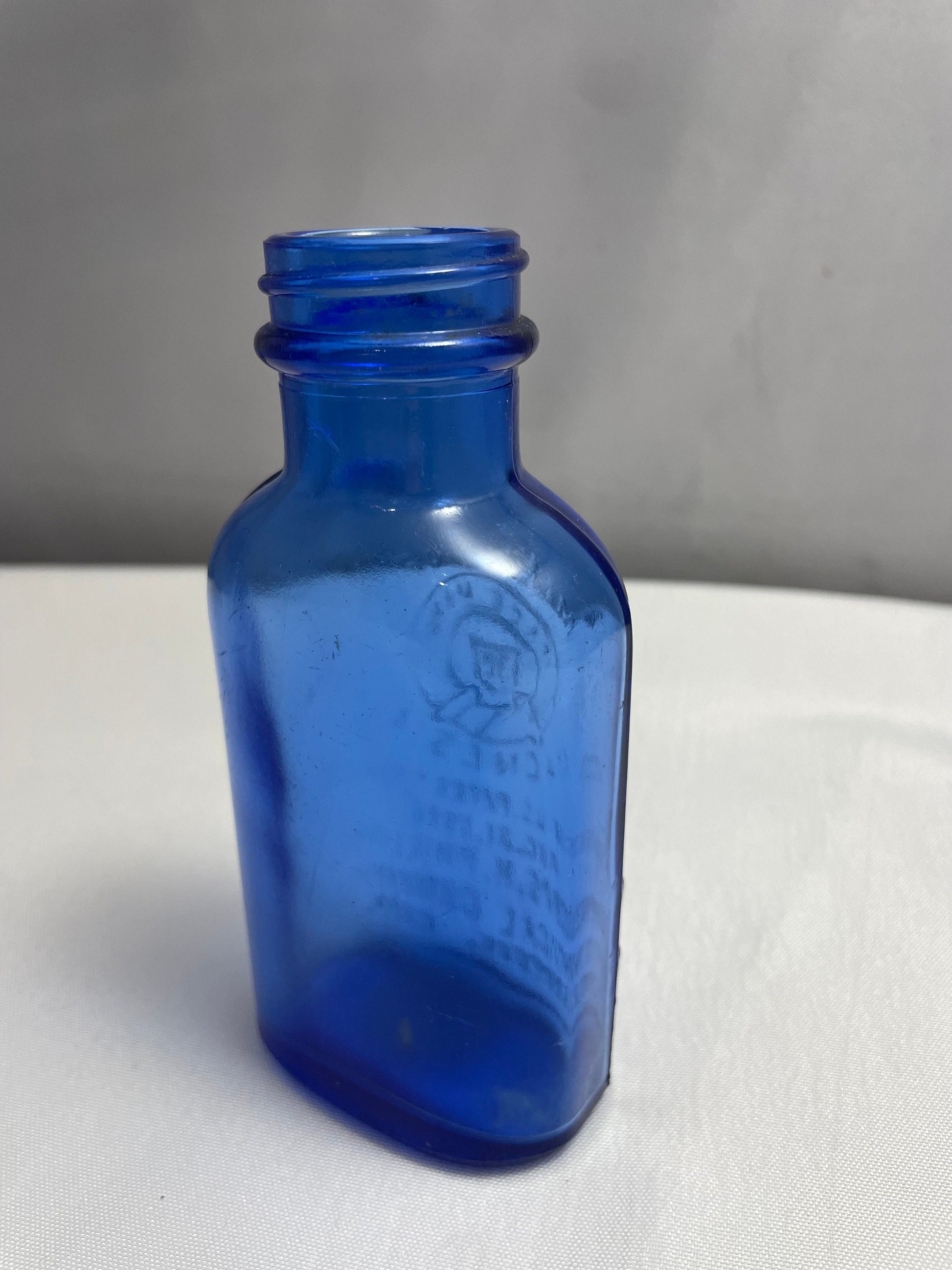 Antique 1930's Milk of Magnesia Chas.H.Phillips Chemical Company Glenbrook, Conn. Blue Glass, Collectible Glassware