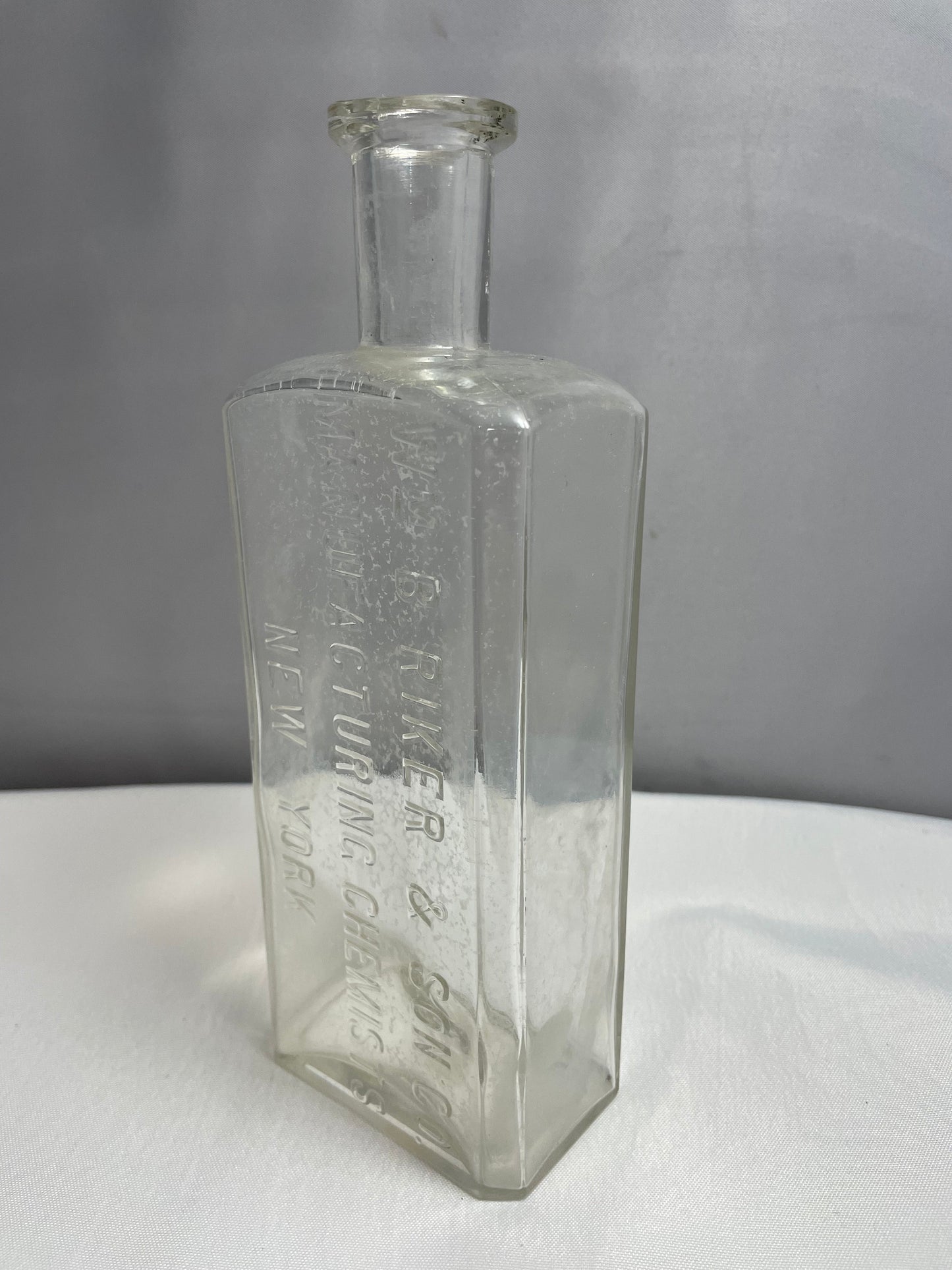 Vintage Clear Glass Bottle, WM B. River & Son CO. Manufacturing Chemists New York, Collectible Glass, Home Decor, Antique Glass, Late 1800's