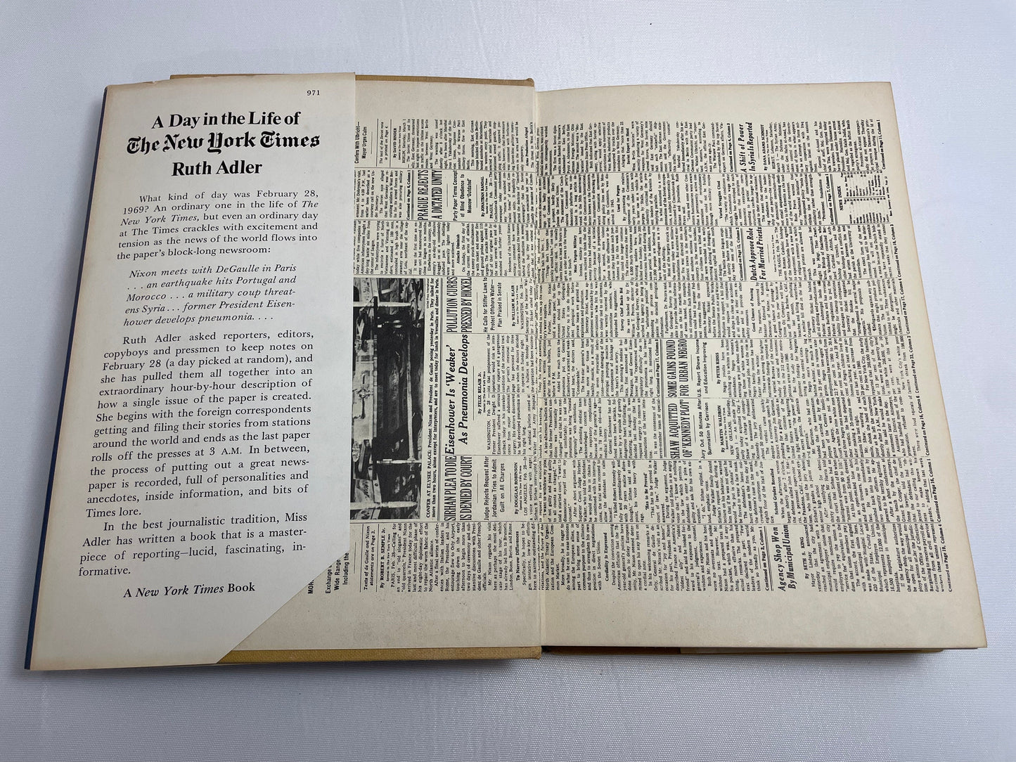 A Day in the Life of The New York Times by With Adler, 1971 First Edition, Vintage Book, Hardcover