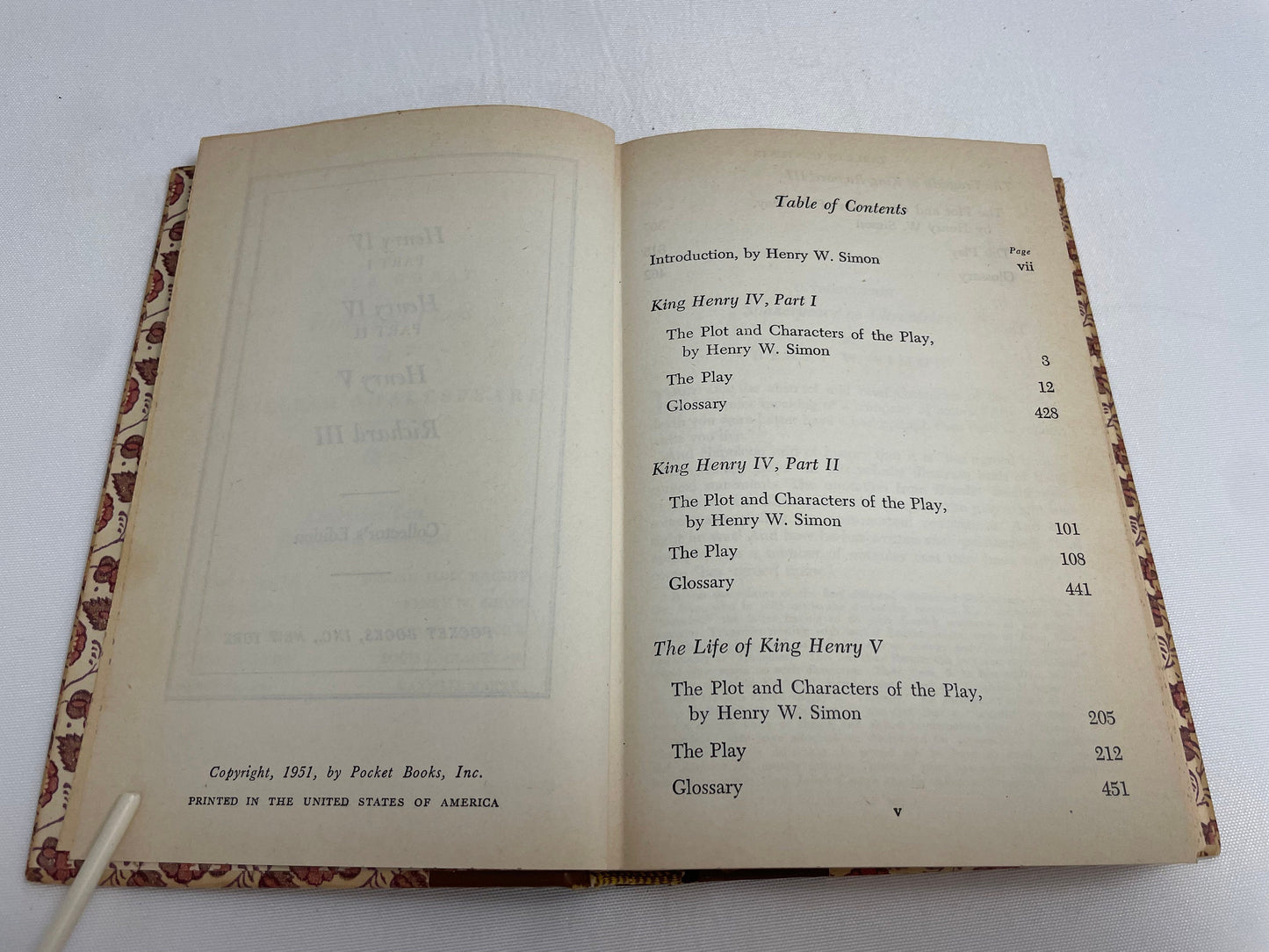 Four Great Historical Plays of William Shakespeare, 1951 Edition, Hardcover, Collector's Edition, Tragedies, Comedies,Pocket Books