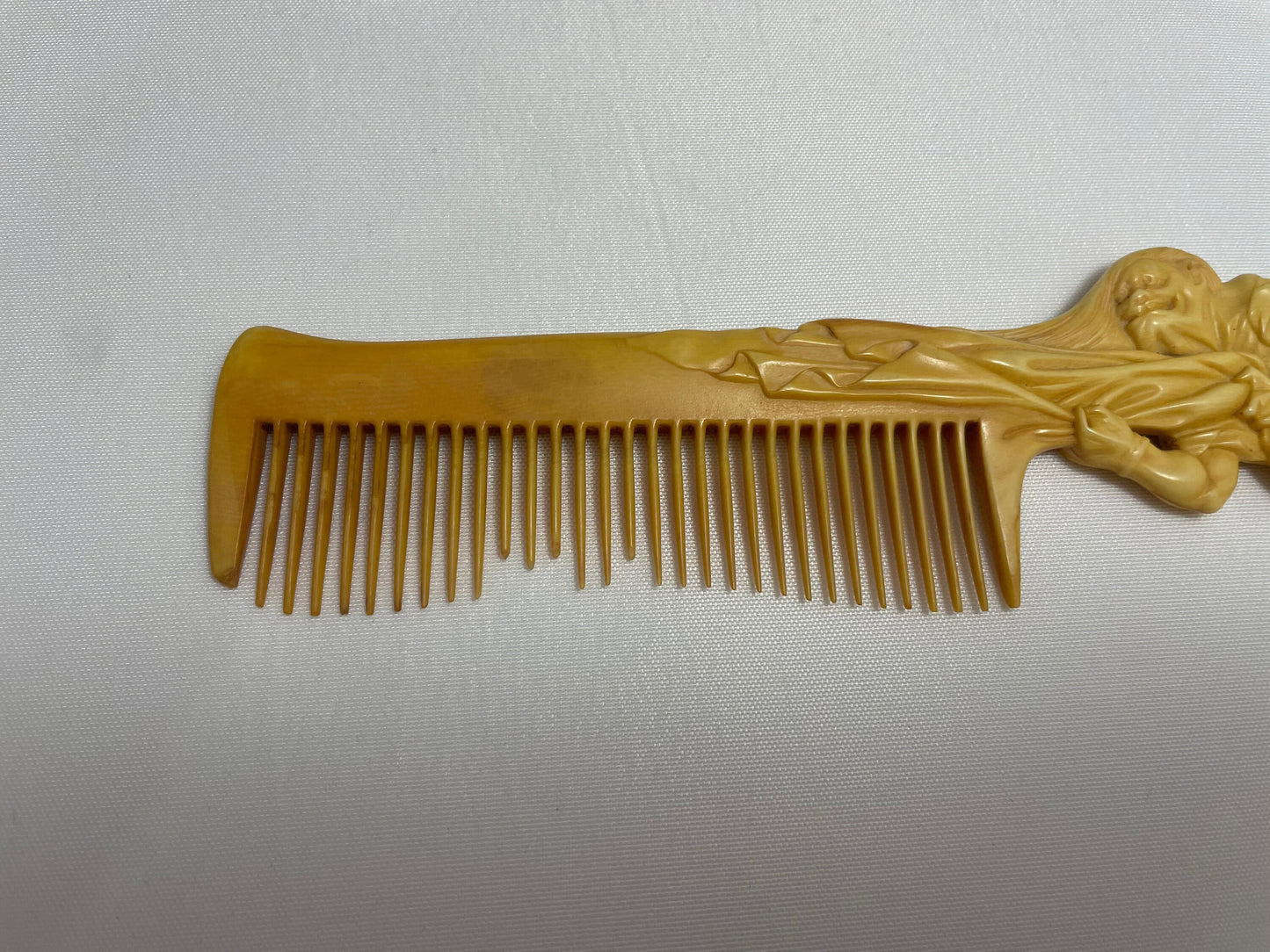 Victorian Celluloid Decorative Hair Comb Rumpelstiltskin Sculpture on Handle, Rare Collectible, Antique Accessories, Victorian Vanity