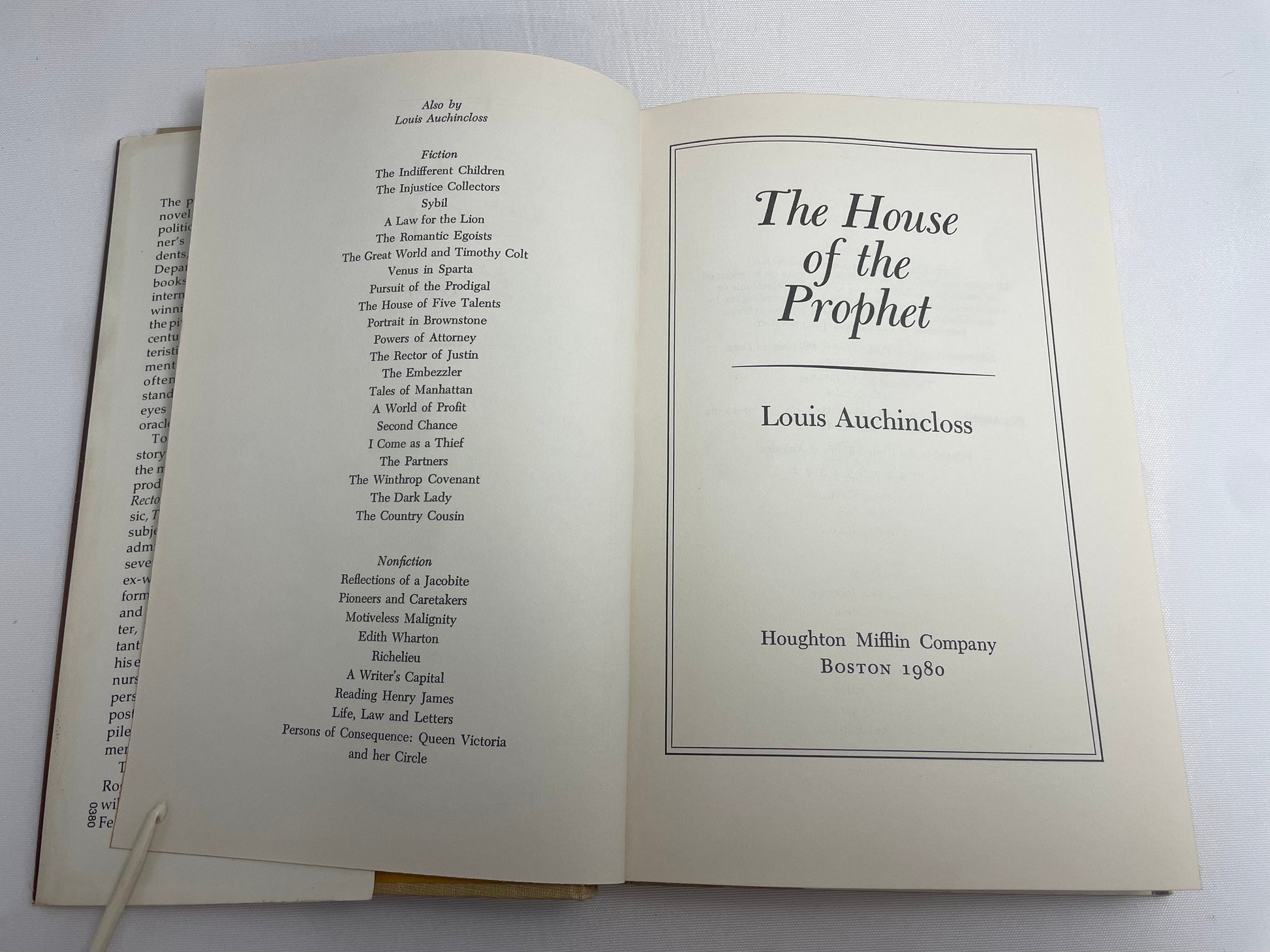 FIRST EDITION 1980 - The House of the Prophet by Louis Auchincloss - Hardcover