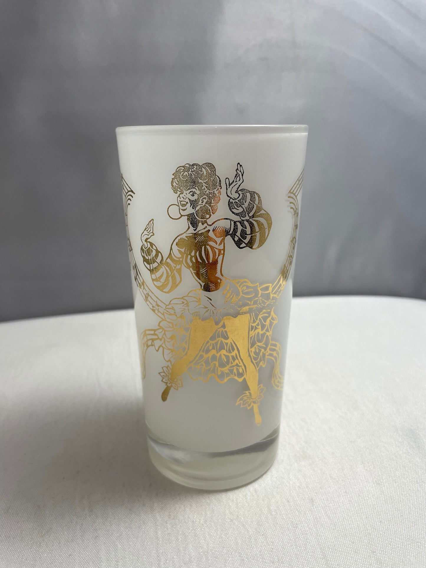 Vintage 1980's Gold & White Mid Century Highball Glasses, Set of 4 (4 sold in store), Kitchen Accessories, Home Decor, Glass Set, Barware