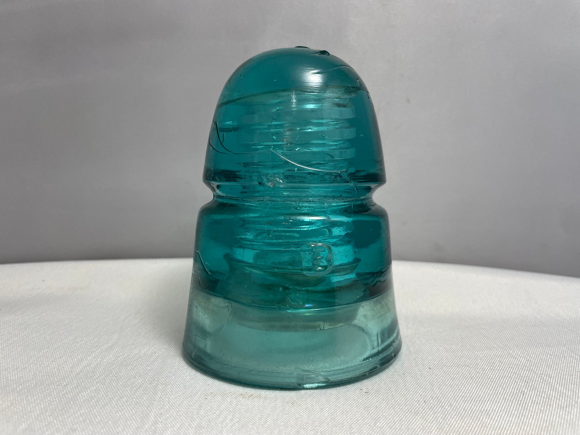 Antique 1800's Brookefield Glass Electrical Insulator, Aqua Blue Glass, Antique Collectibles