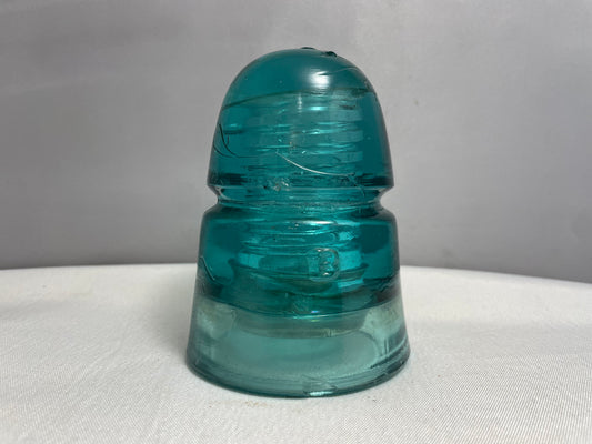 Antique 1800's Brookefield Glass Electrical Insulator, Aqua Blue Glass, Antique Collectibles