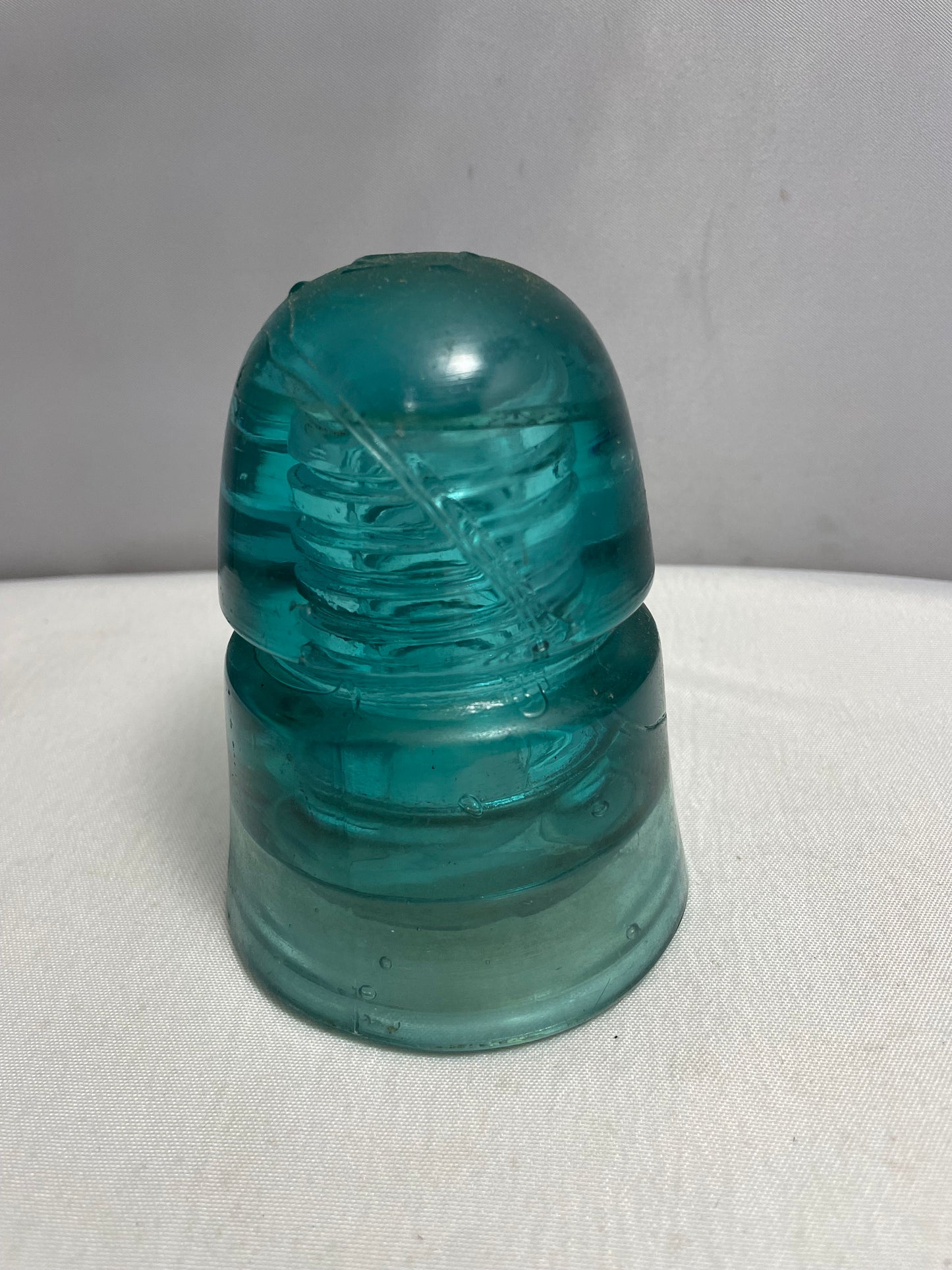 Antique 1800's Brookefield Glass Electrical Insulator, Aqua Blue Glass, Antique Collectibles