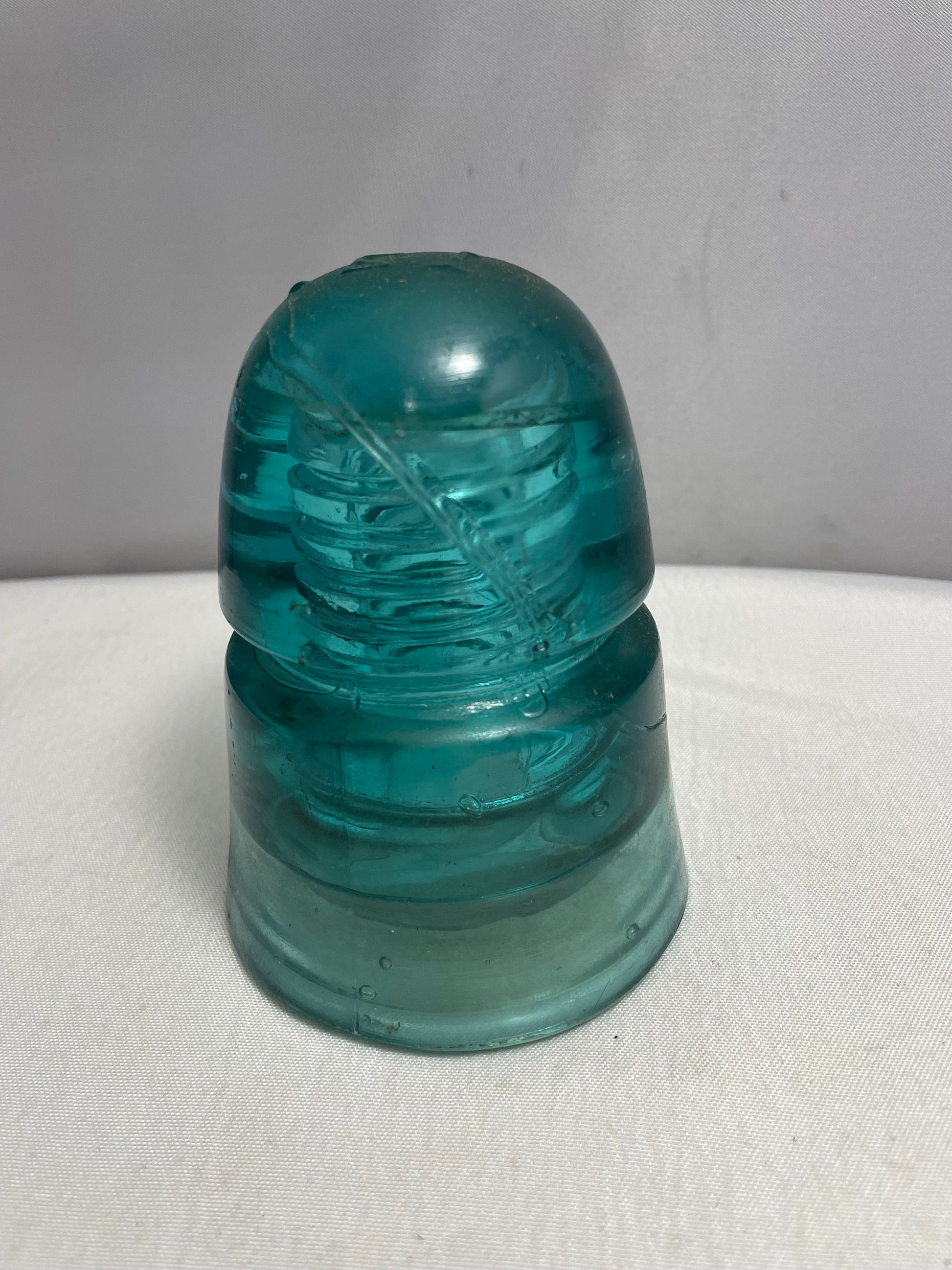 Antique 1800's Brookefield Glass Electrical Insulator, Aqua Blue Glass, Antique Collectibles