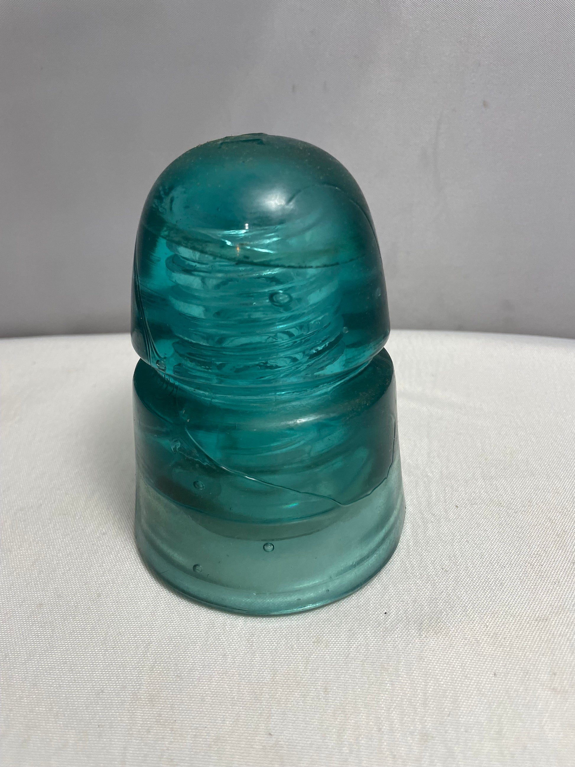 Antique 1800's Brookefield Glass Electrical Insulator, Aqua Blue Glass, Antique Collectibles