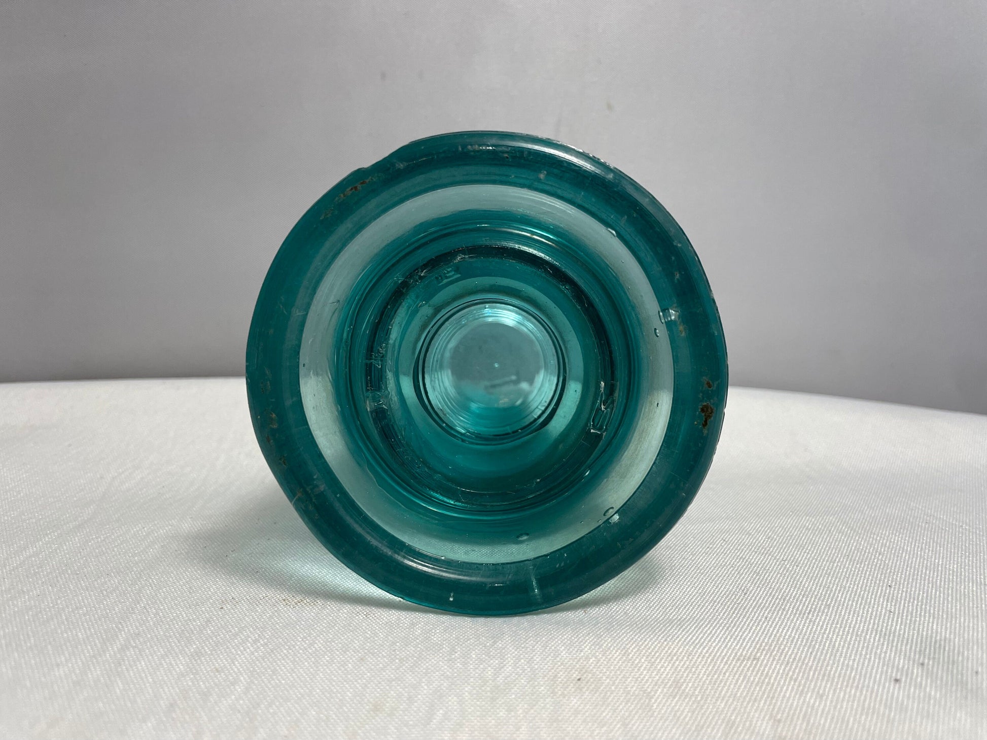 Antique 1800's Brookefield Glass Electrical Insulator, Aqua Blue Glass, Antique Collectibles