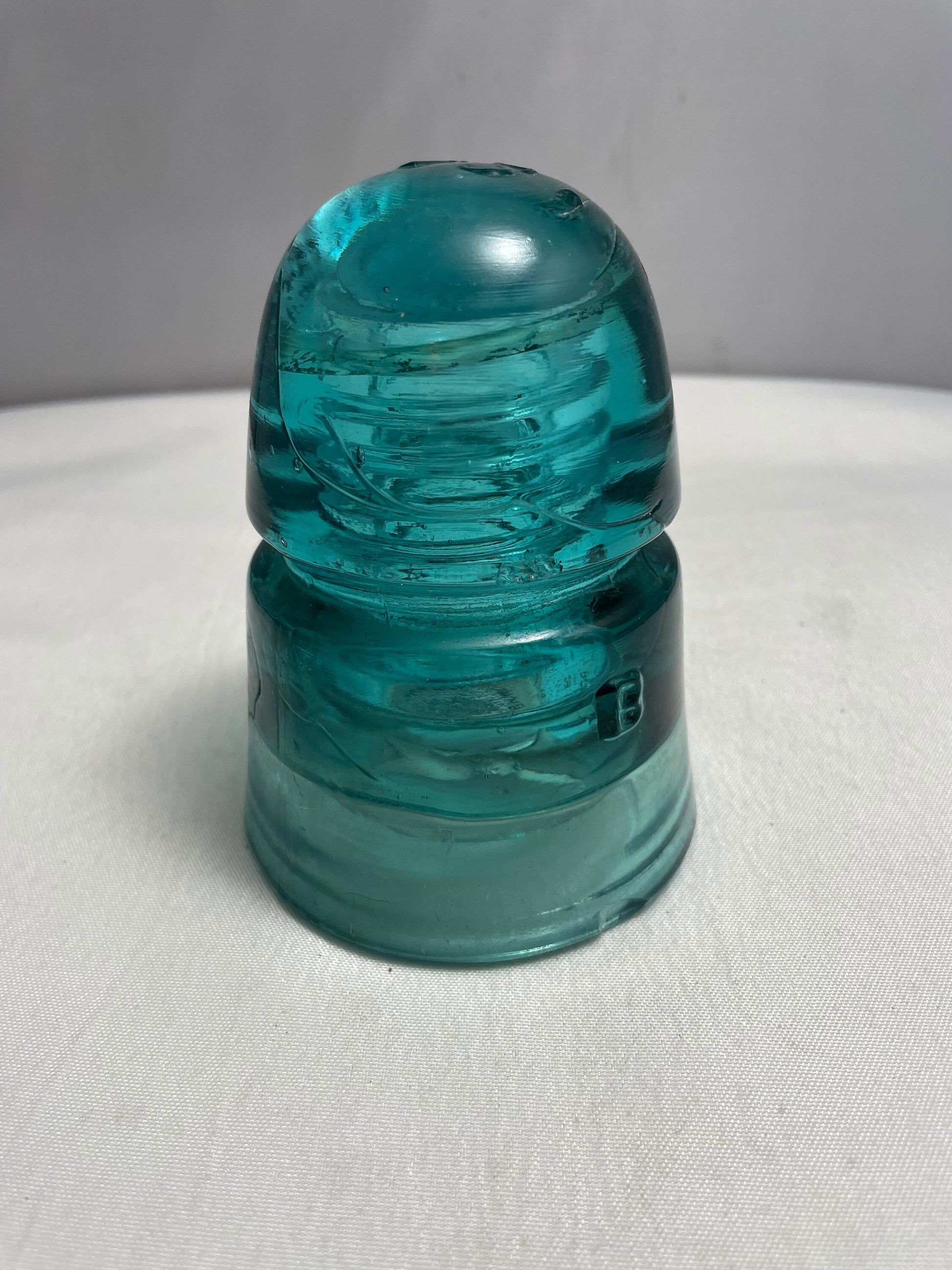 Antique 1800's Brookefield Glass Electrical Insulator, Aqua Blue Glass, Antique Collectibles