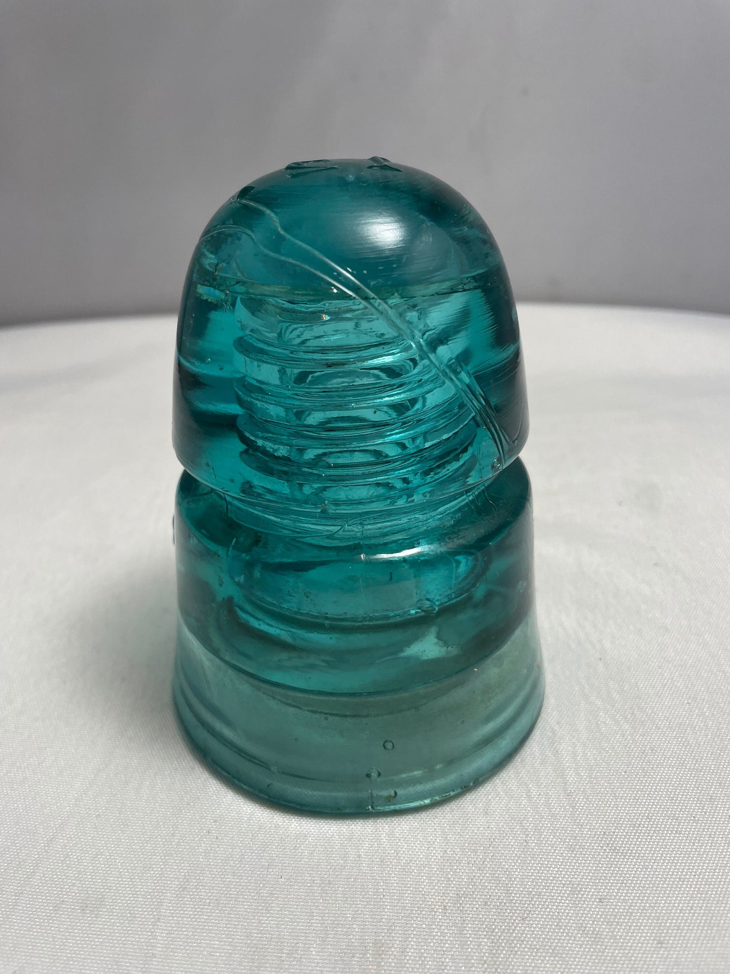 Antique 1800's Brookefield Glass Electrical Insulator, Aqua Blue Glass, Antique Collectibles