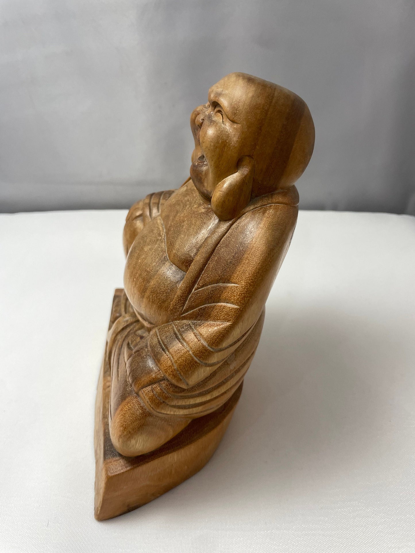 Bali Buddha Statue made of Coconut Wood - Vintage Carving - Smiling Happy Buddha Figurine - Made in Bali